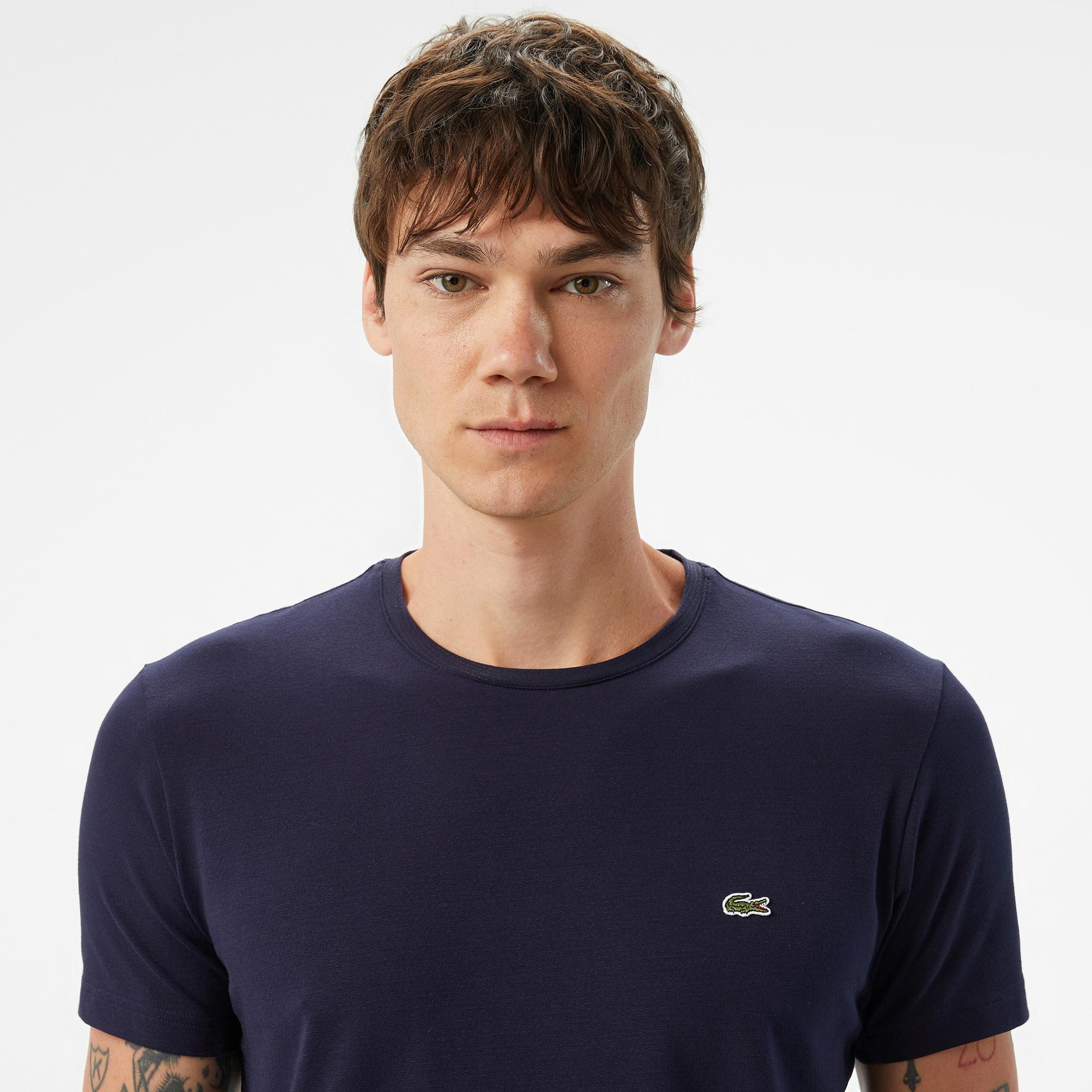 Erkek Slim Fit Bisiklet Yaka Lacivert T-Shirt