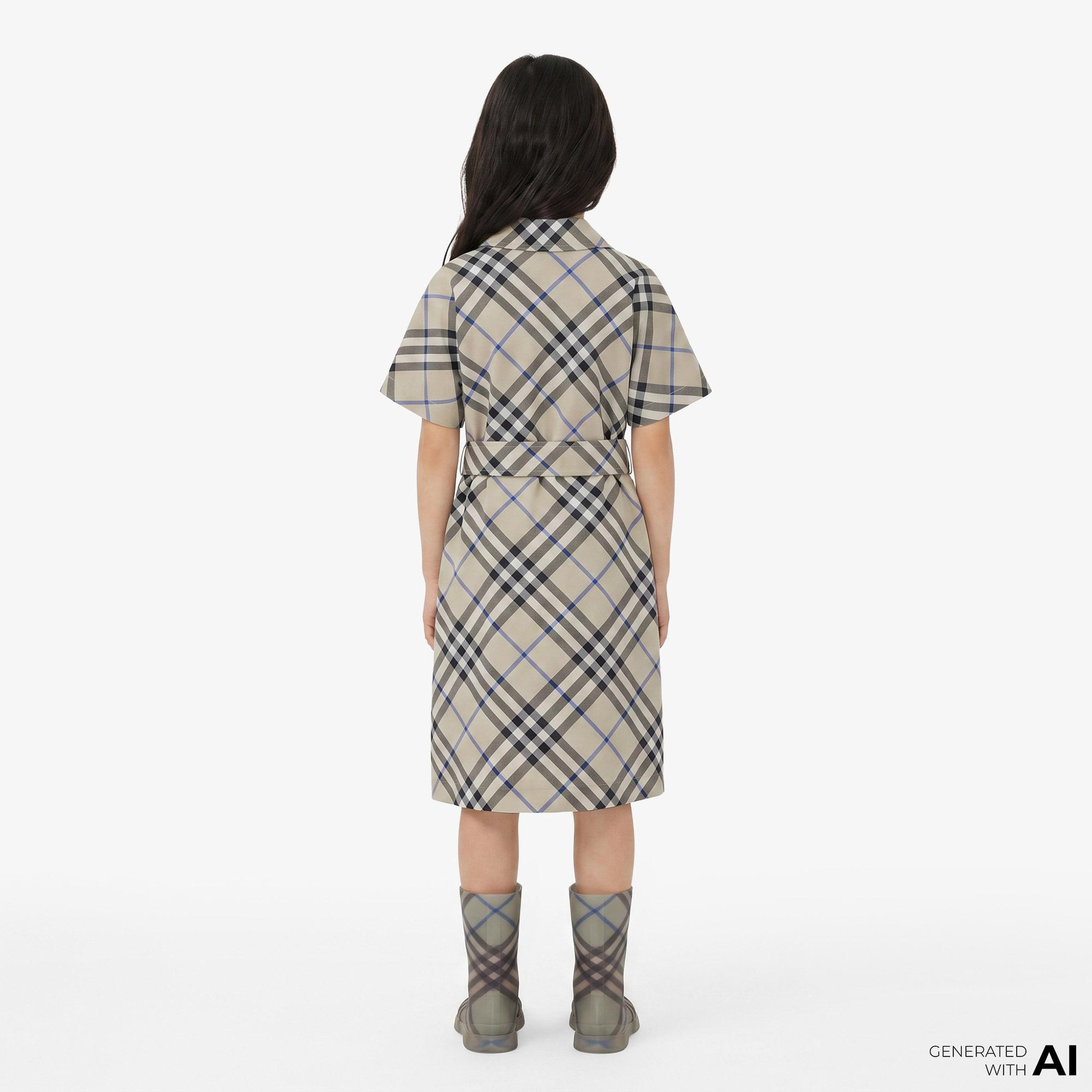Burberry Check Pamuklu Çocuk Bej Elbise