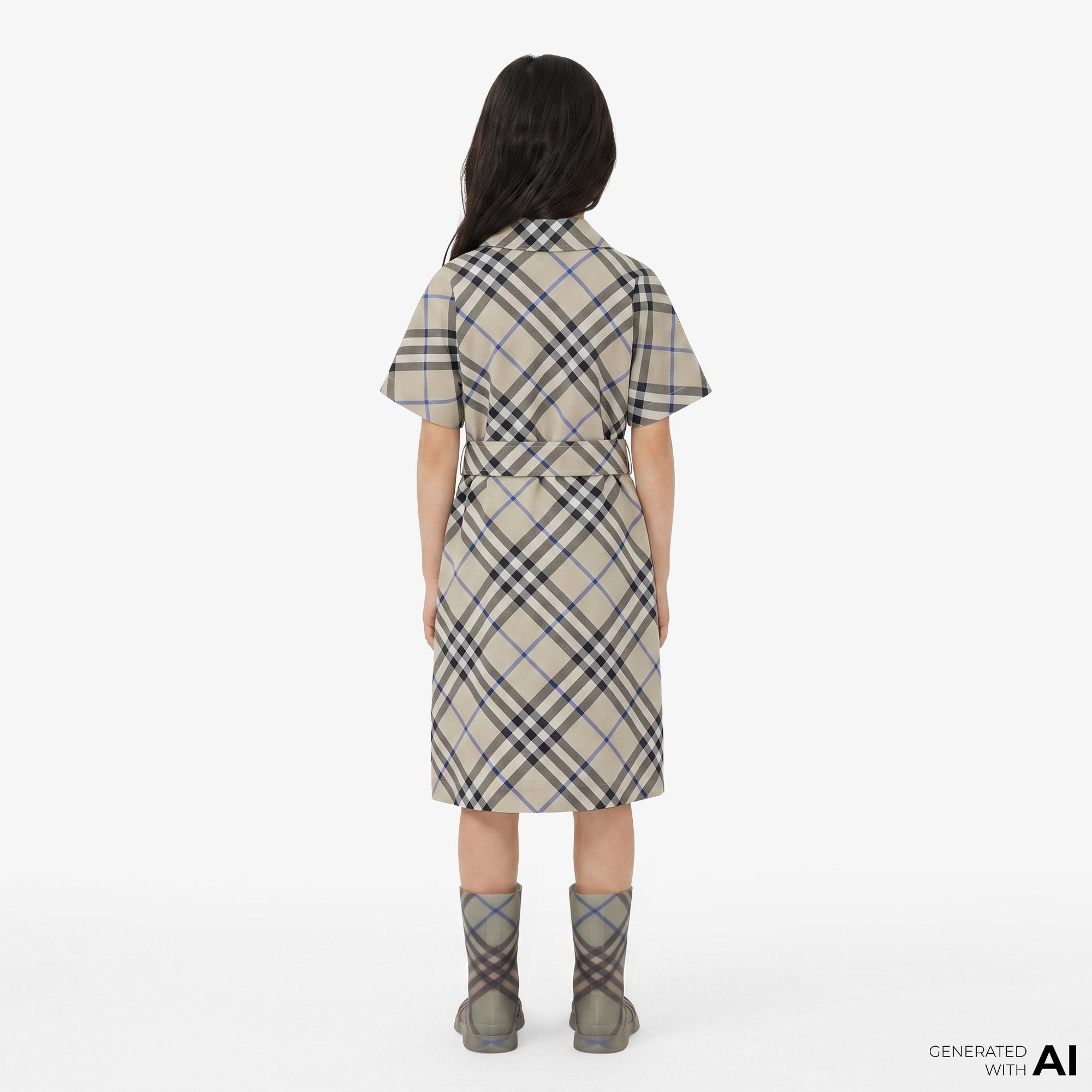 Burberry Check Pamuklu Çocuk Bej Elbise