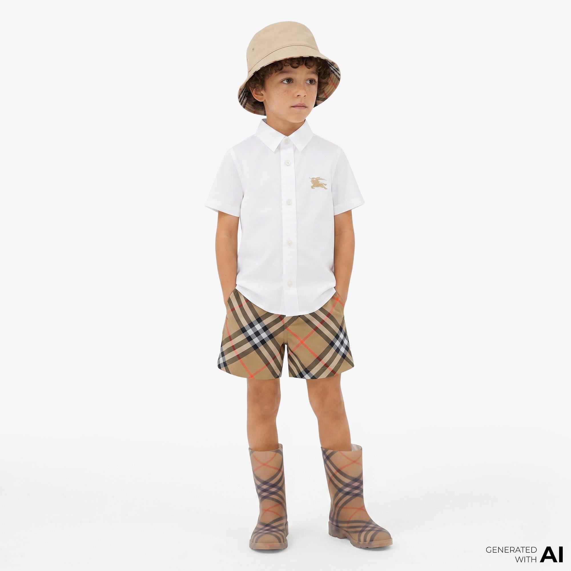 Burberry Owen Stretch Cotton Çocuk Beyaz Gömlek