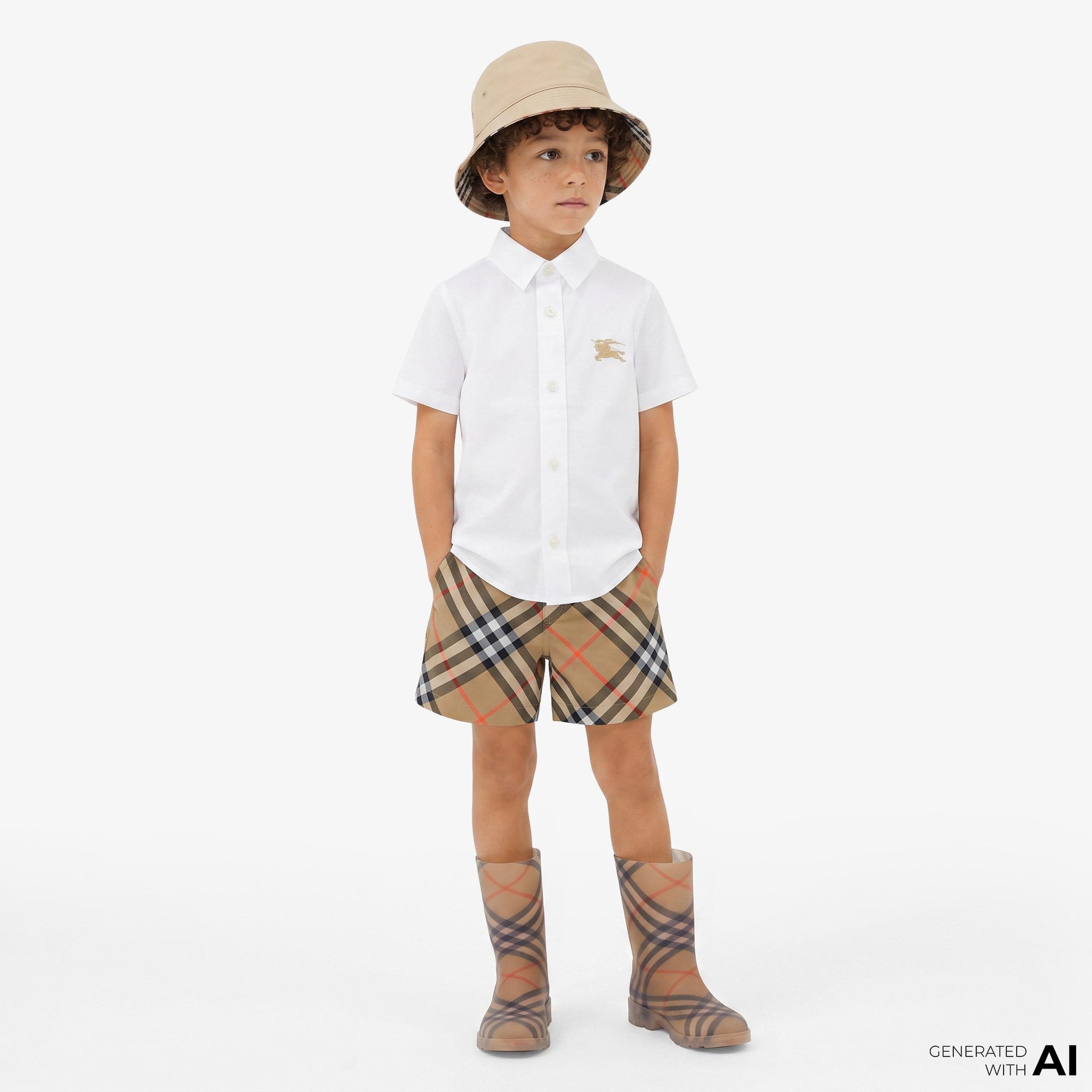 Burberry Owen Stretch Cotton Çocuk Beyaz Gömlek