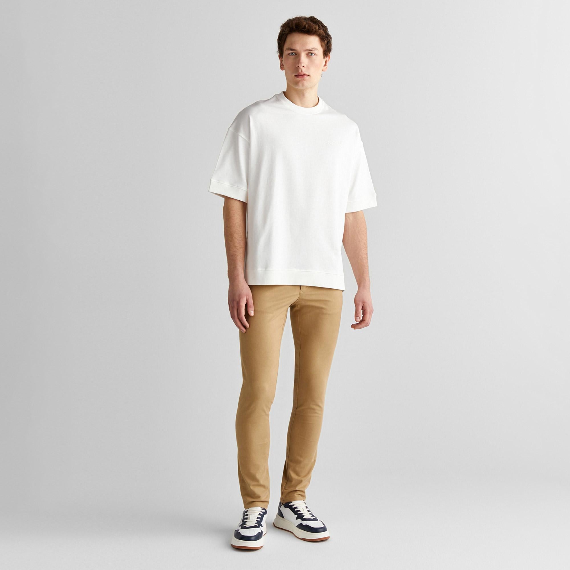 GANT Erkek Krem Orijinal Fit Bisiklet Yaka Logolu T-Shirt