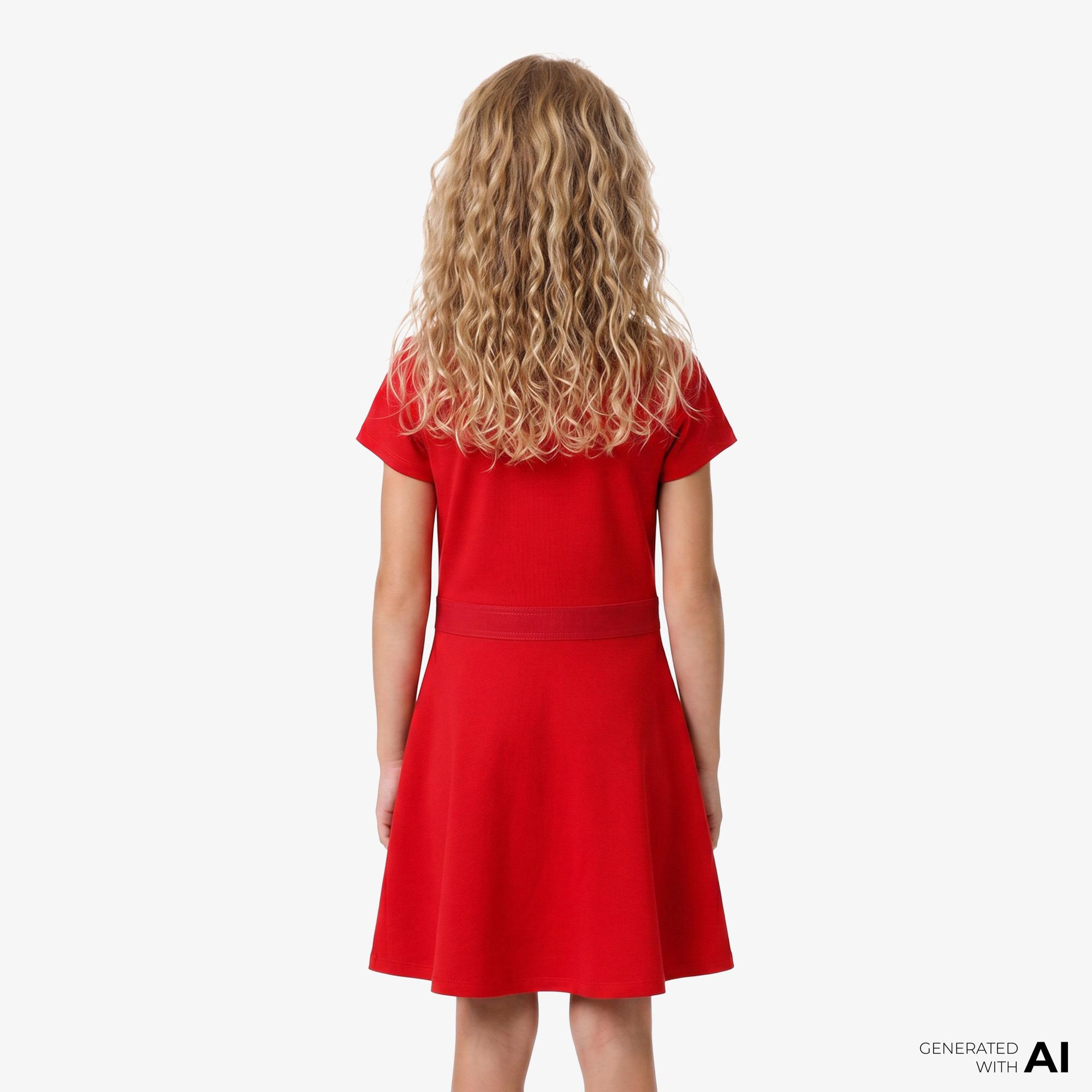 Calvin Klein Fit And Flare Punto Çocuk Kırmızı Elbise