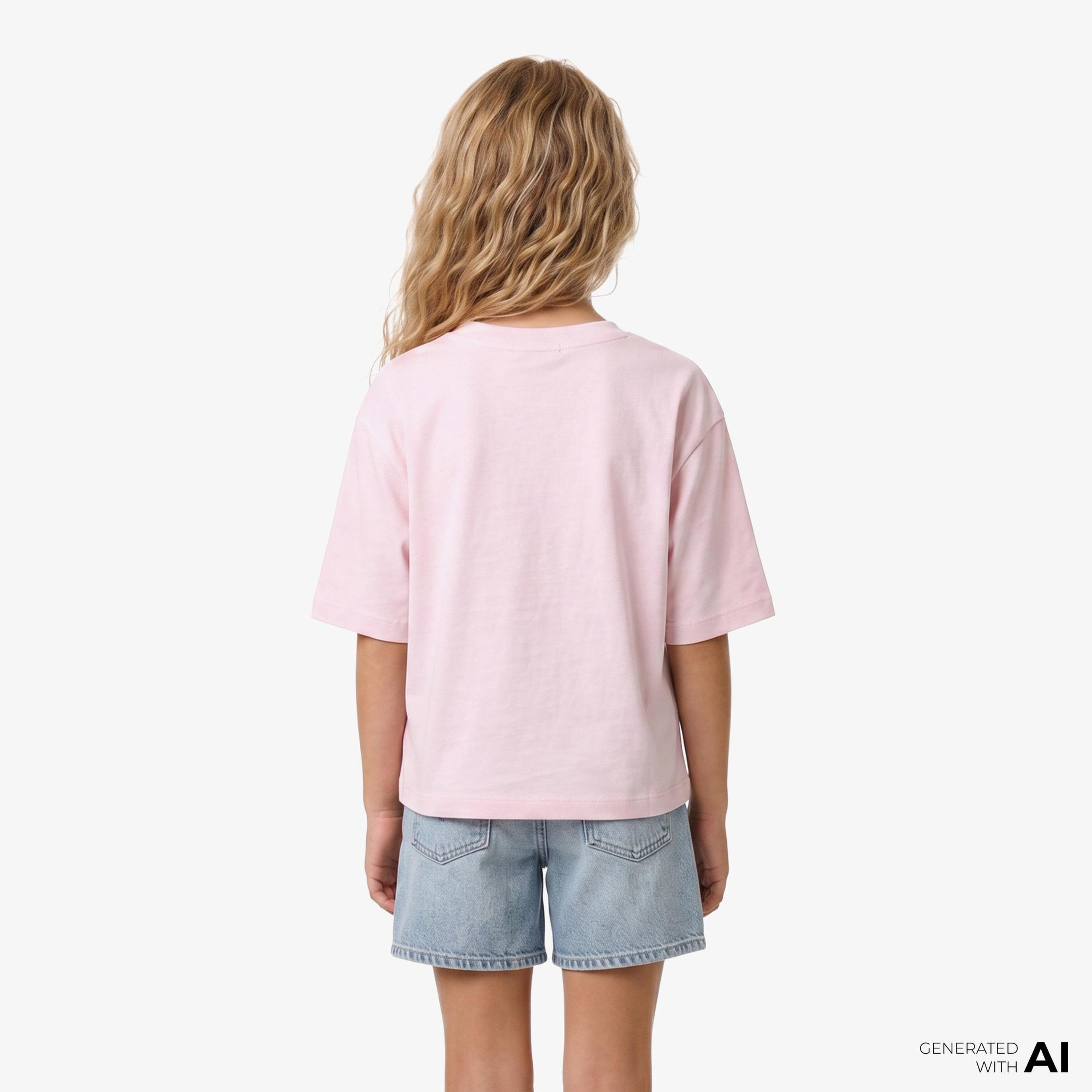 Calvin Klein Velvet Monogram Boxy Çocuk Pembe T-Shirt