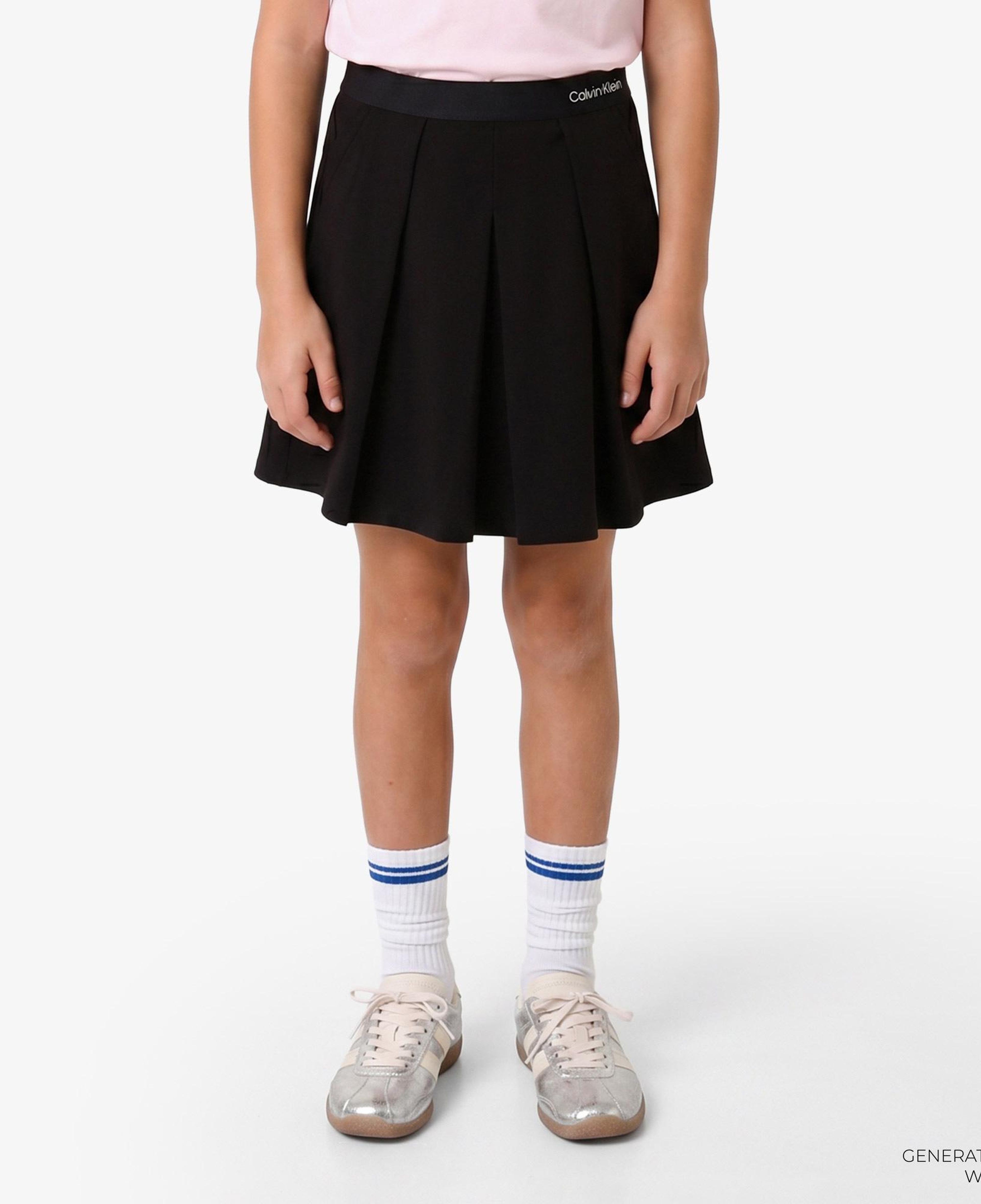 Calvin Klein Logo Tape Pleated Punto Çocuk Siyah Etek