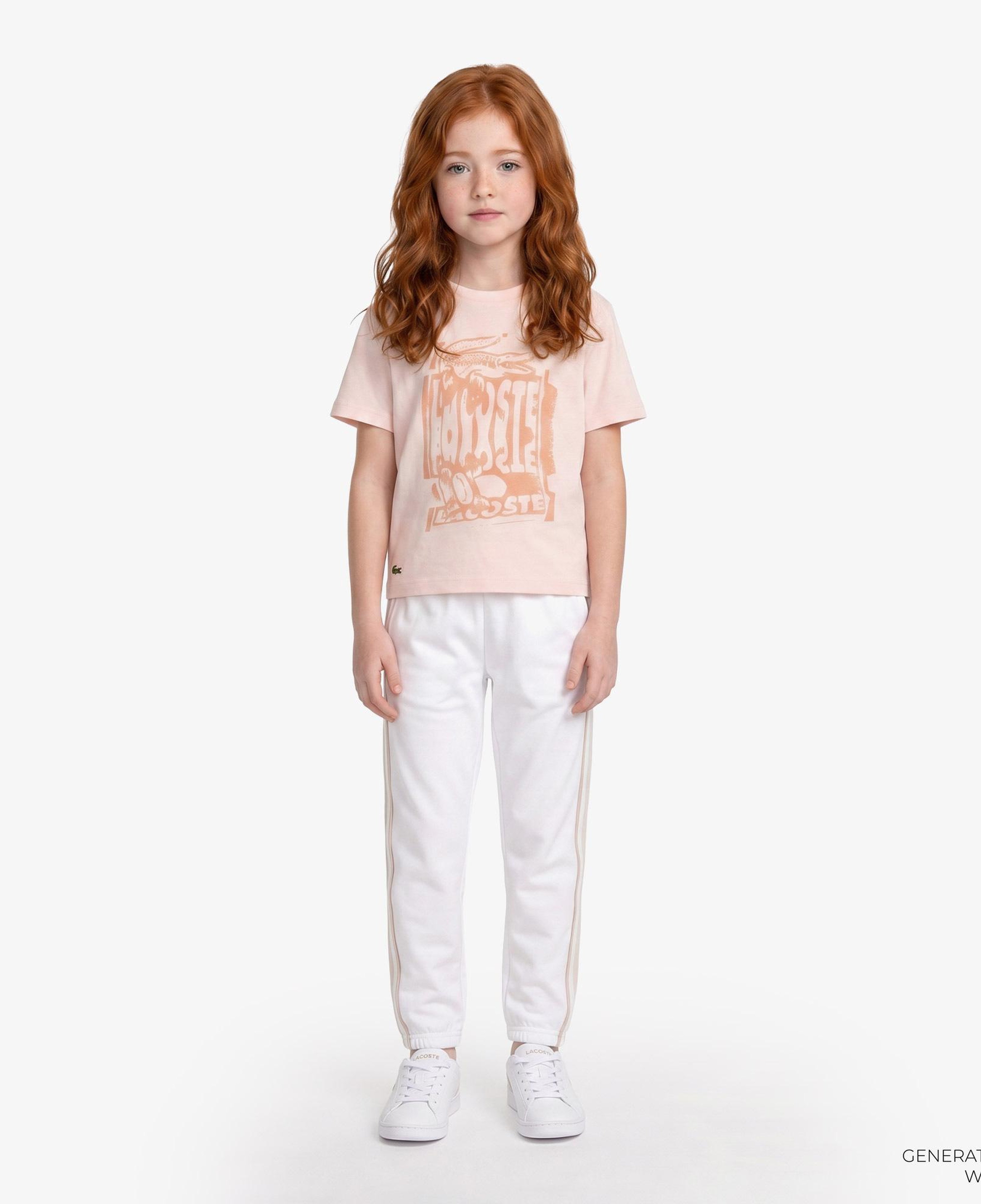 Çocuk Bisiklet Yaka Baskılı Açık Pembe T-Shirt