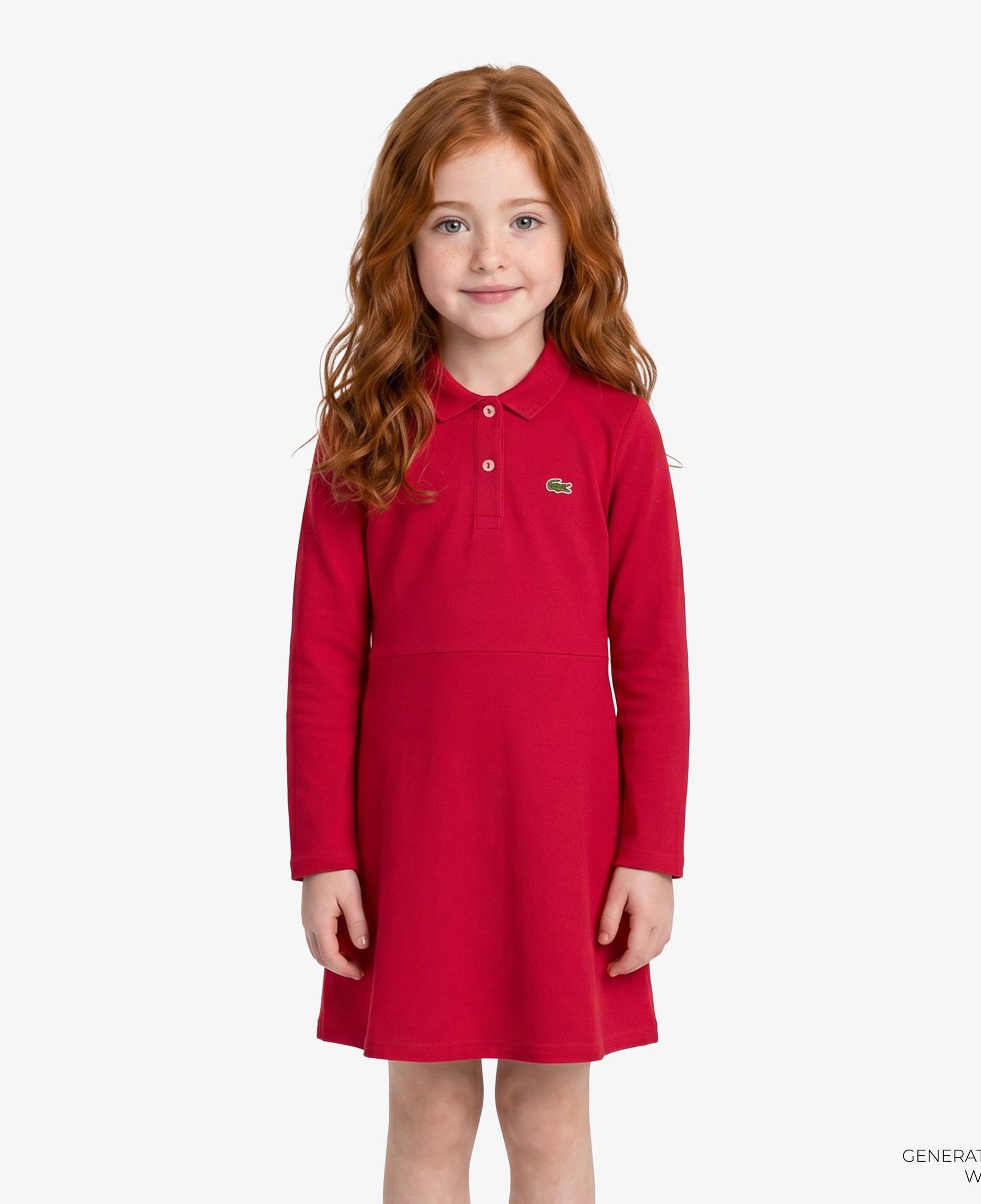 Lacoste Çocuk Uzun Kollu Polo Yaka Koyu Pembe Elbise