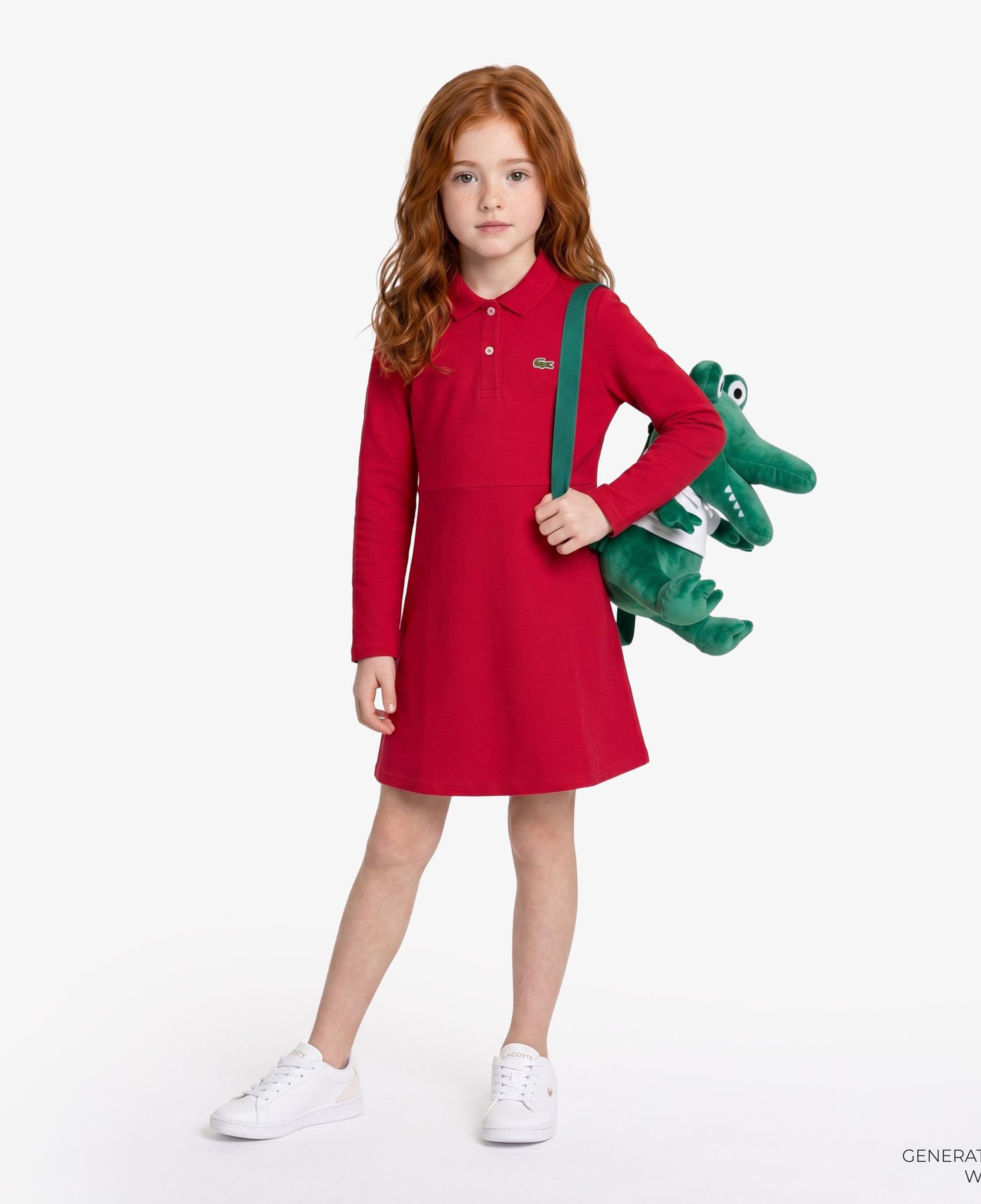 Lacoste Çocuk Uzun Kollu Polo Yaka Koyu Pembe Elbise