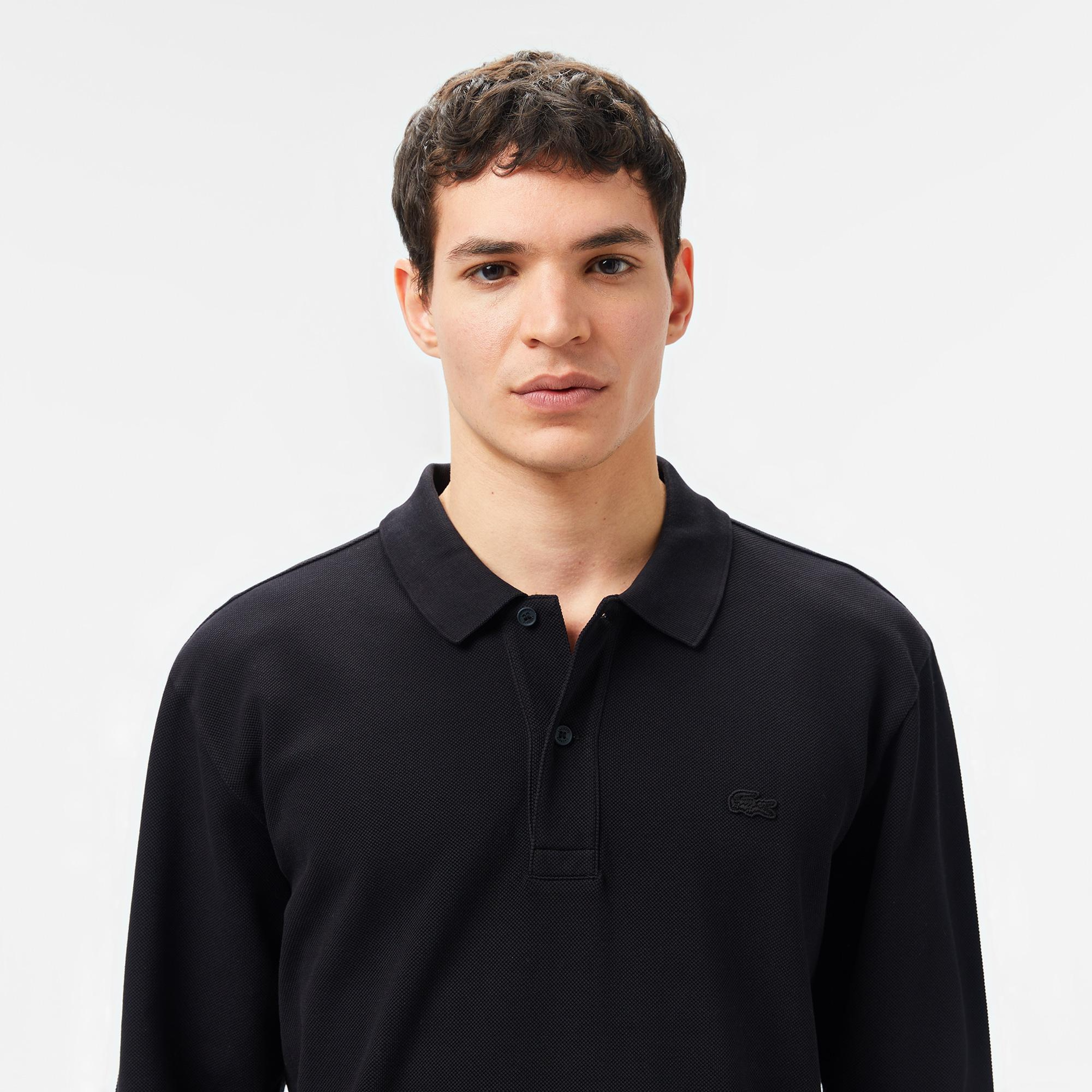 Lacoste Erkek Relaxed Fit Uzun Kollu Siyah Polo