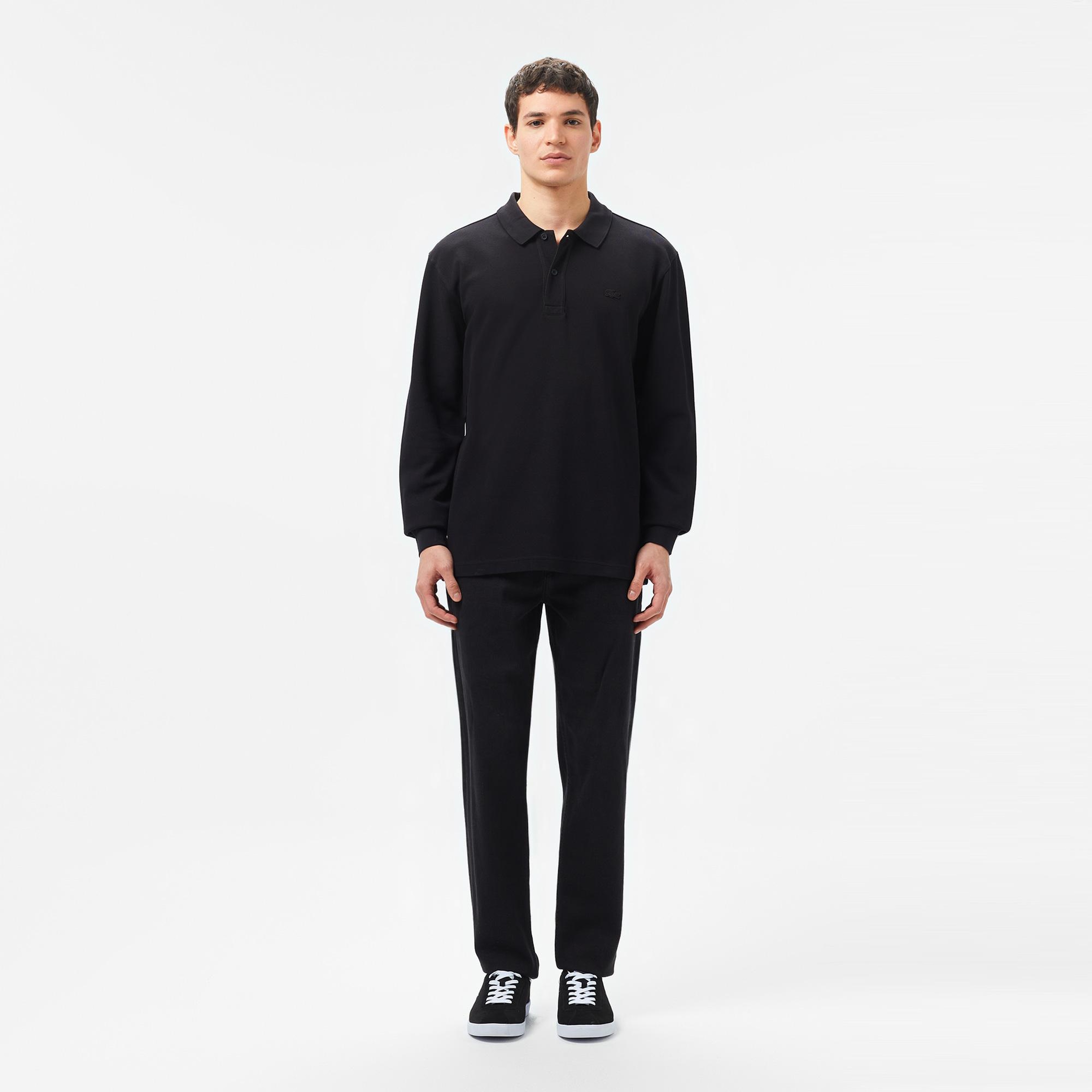 Lacoste Erkek Relaxed Fit Uzun Kollu Siyah Polo