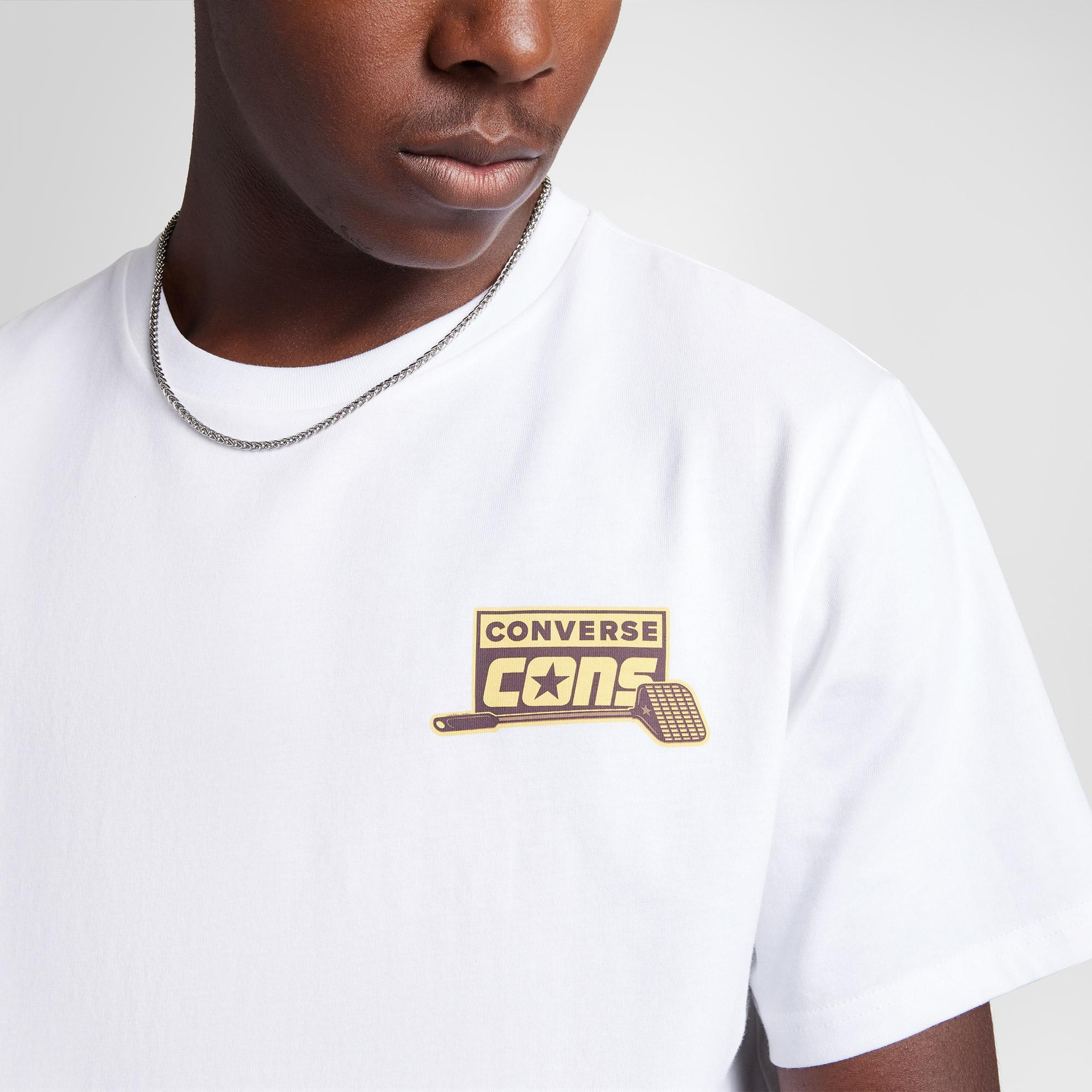 Converse Erkek Loose Fit Baskılı Beyaz T-Shirt