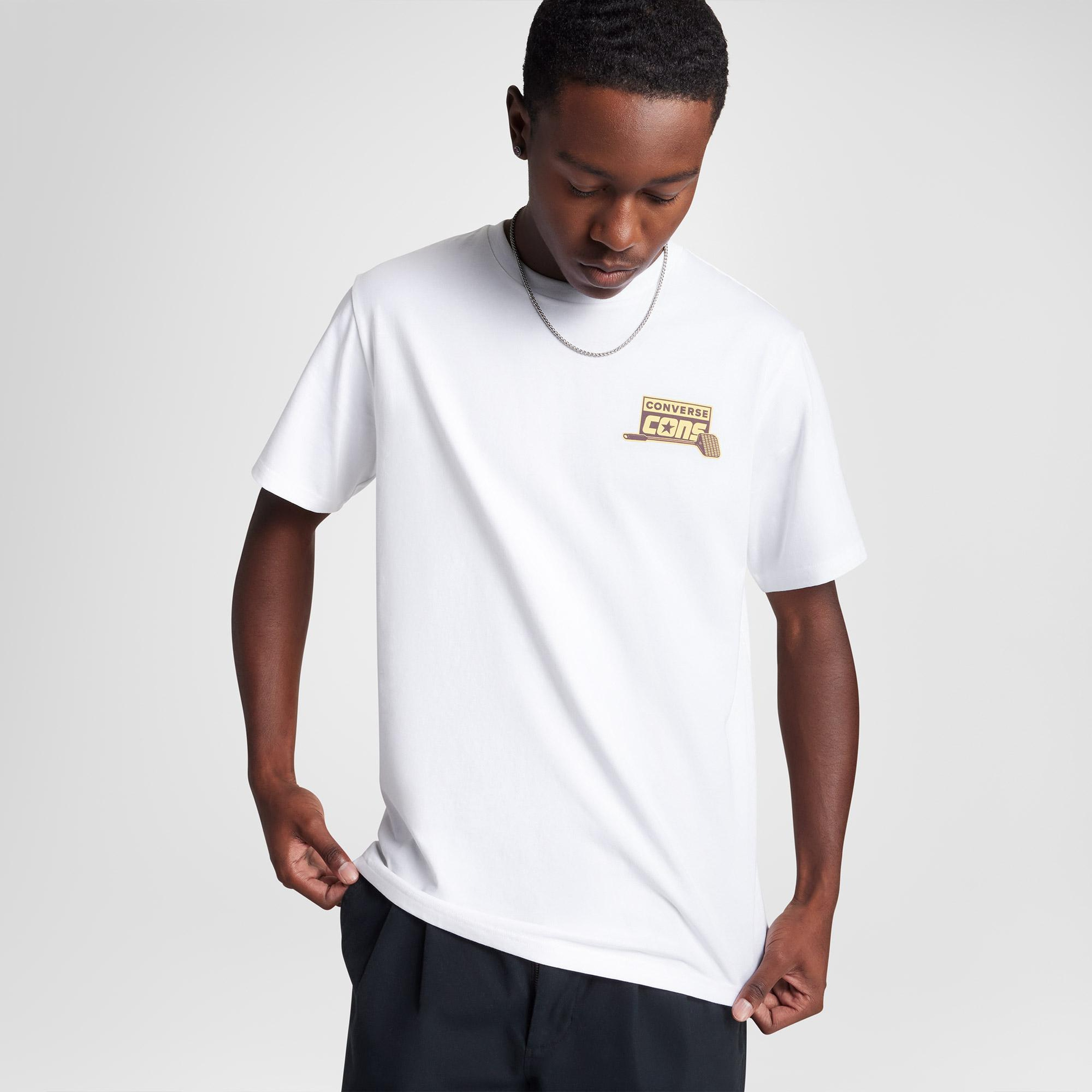 Converse Erkek Loose Fit Baskılı Beyaz T-Shirt