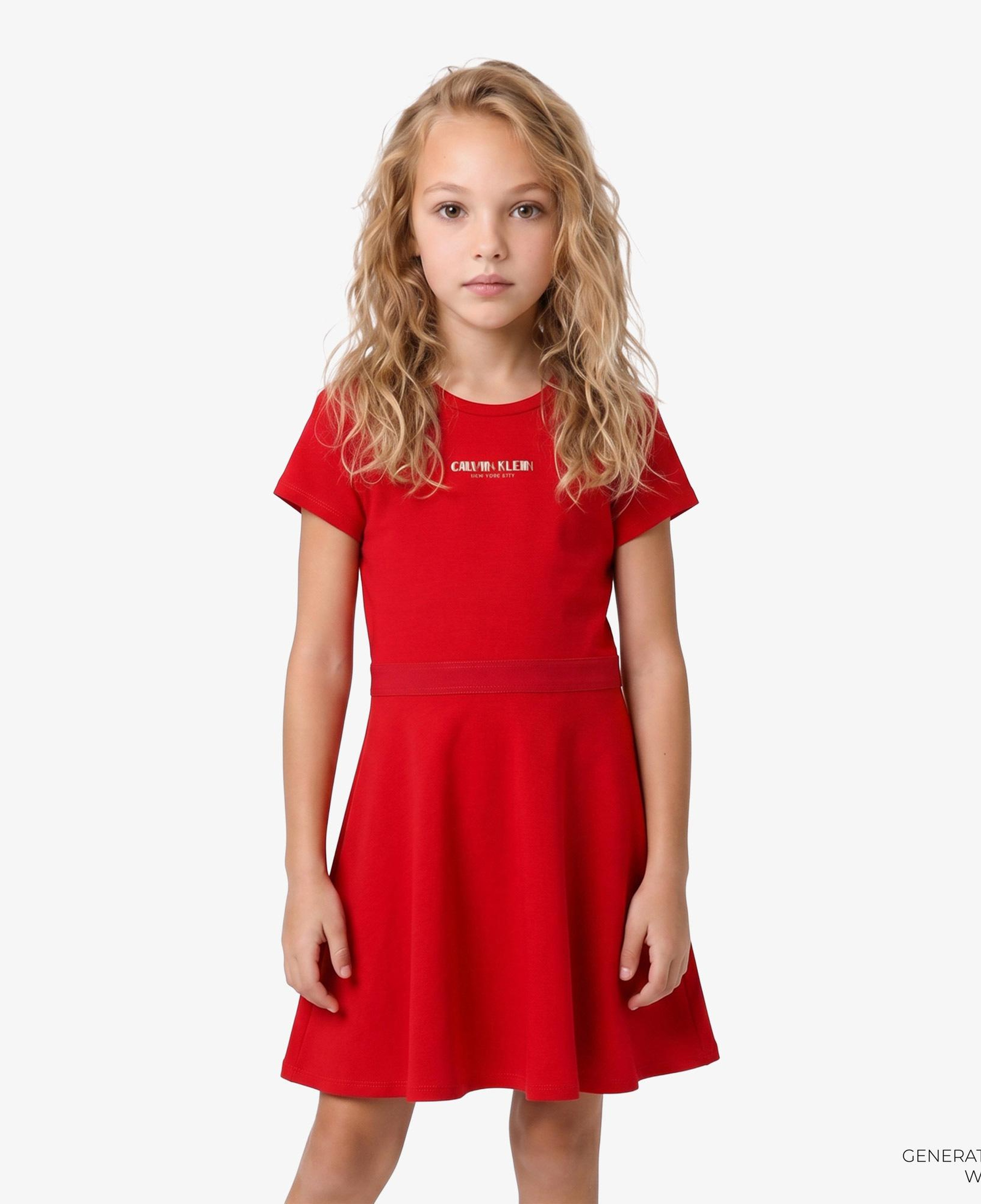 Calvin Klein Fit And Flare Punto Çocuk Kırmızı Elbise