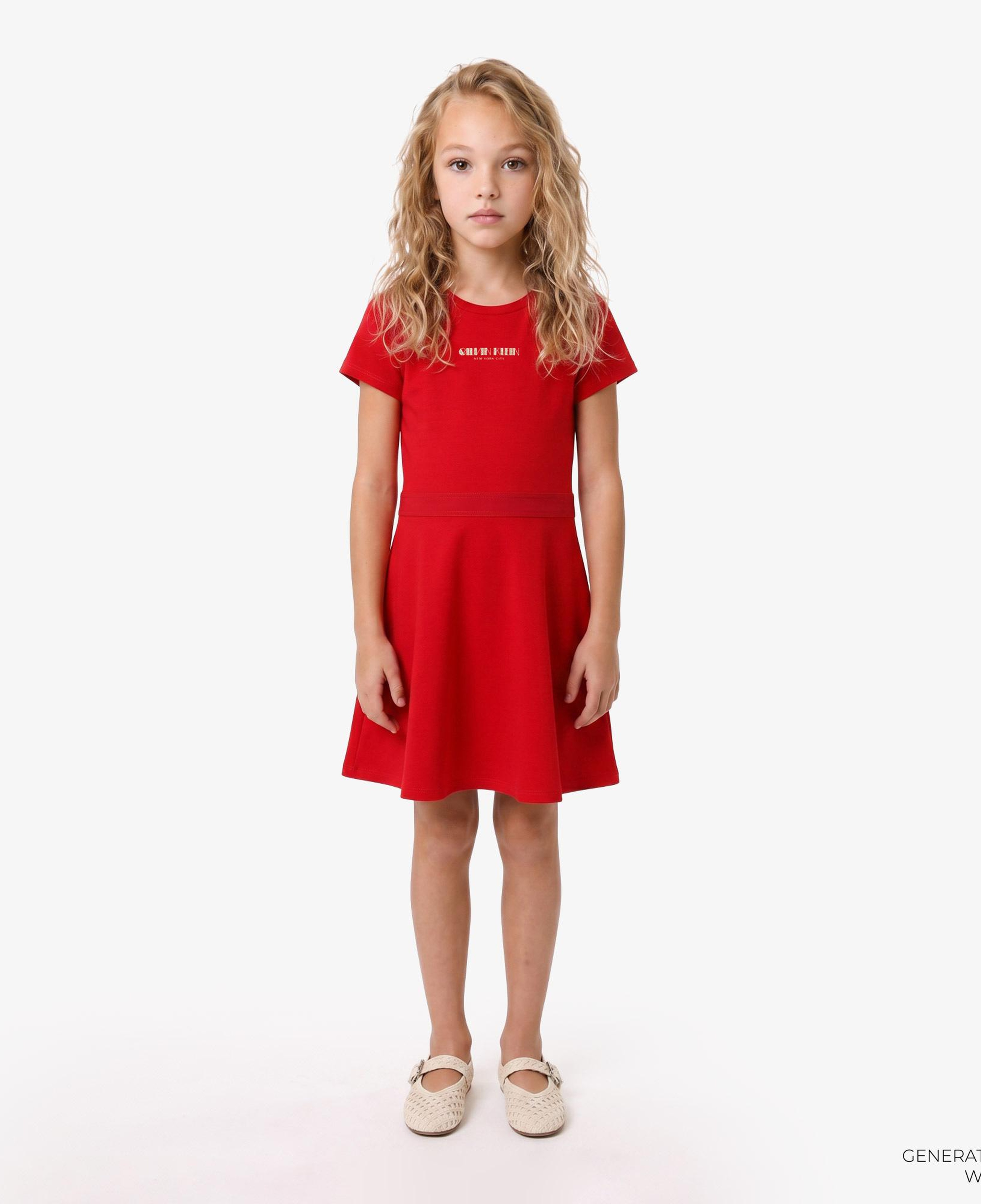 Calvin Klein Fit And Flare Punto Çocuk Kırmızı Elbise