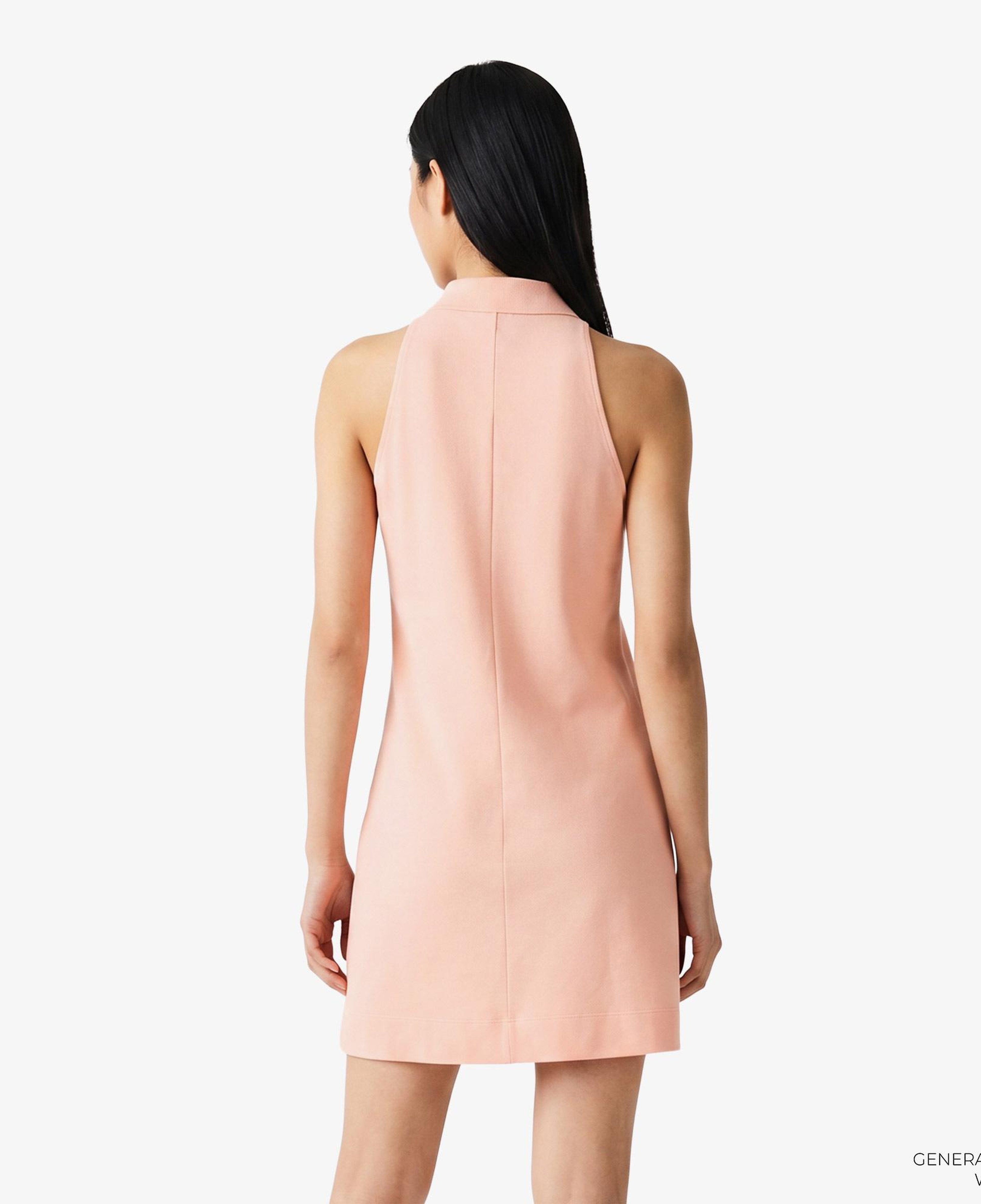 Kadın Slim Fit Kolsuz Polo Yaka Pembe Elbise