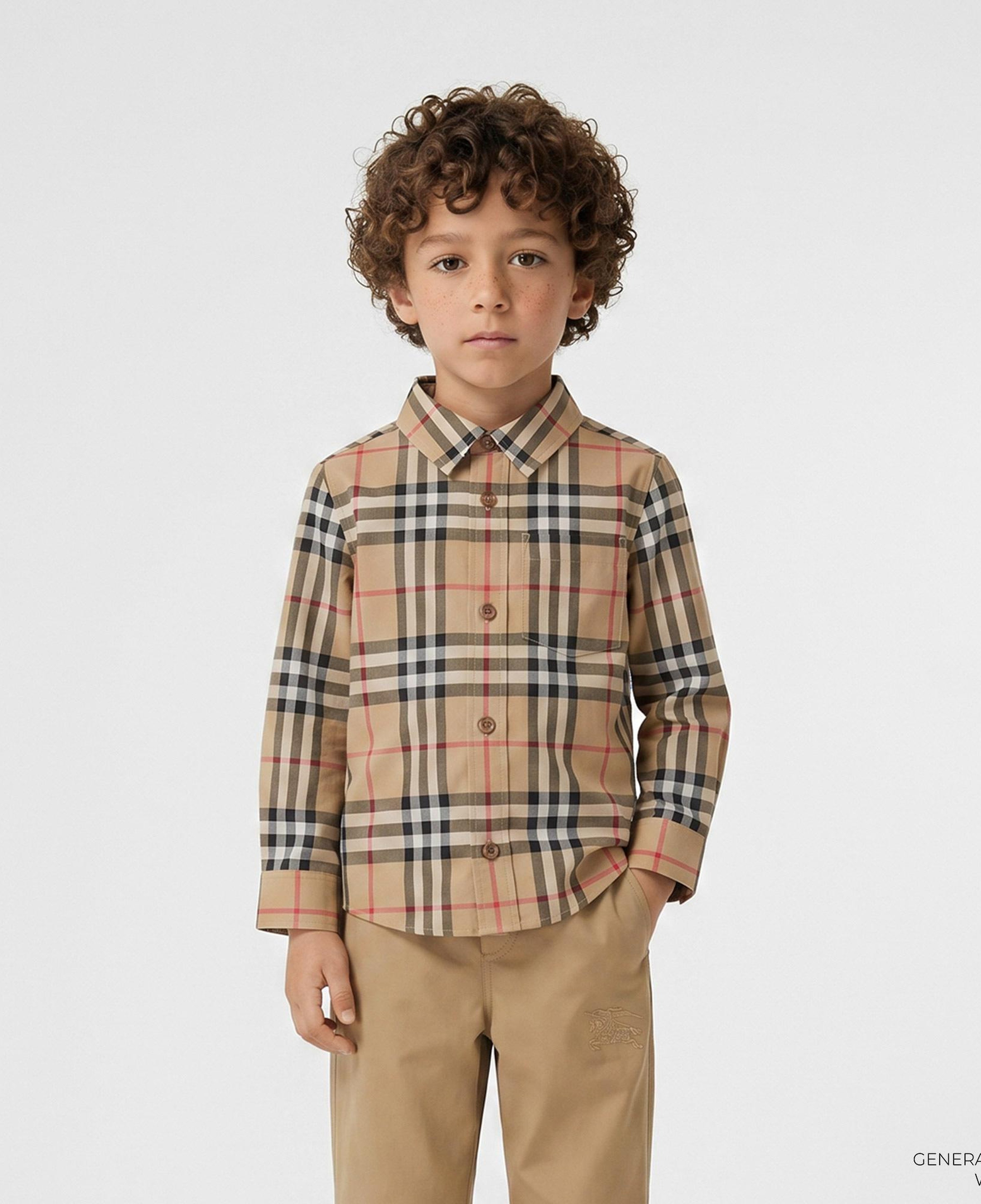 Burberry Owen Vintage Stretch Cotton Çocuk Bej Gömlek