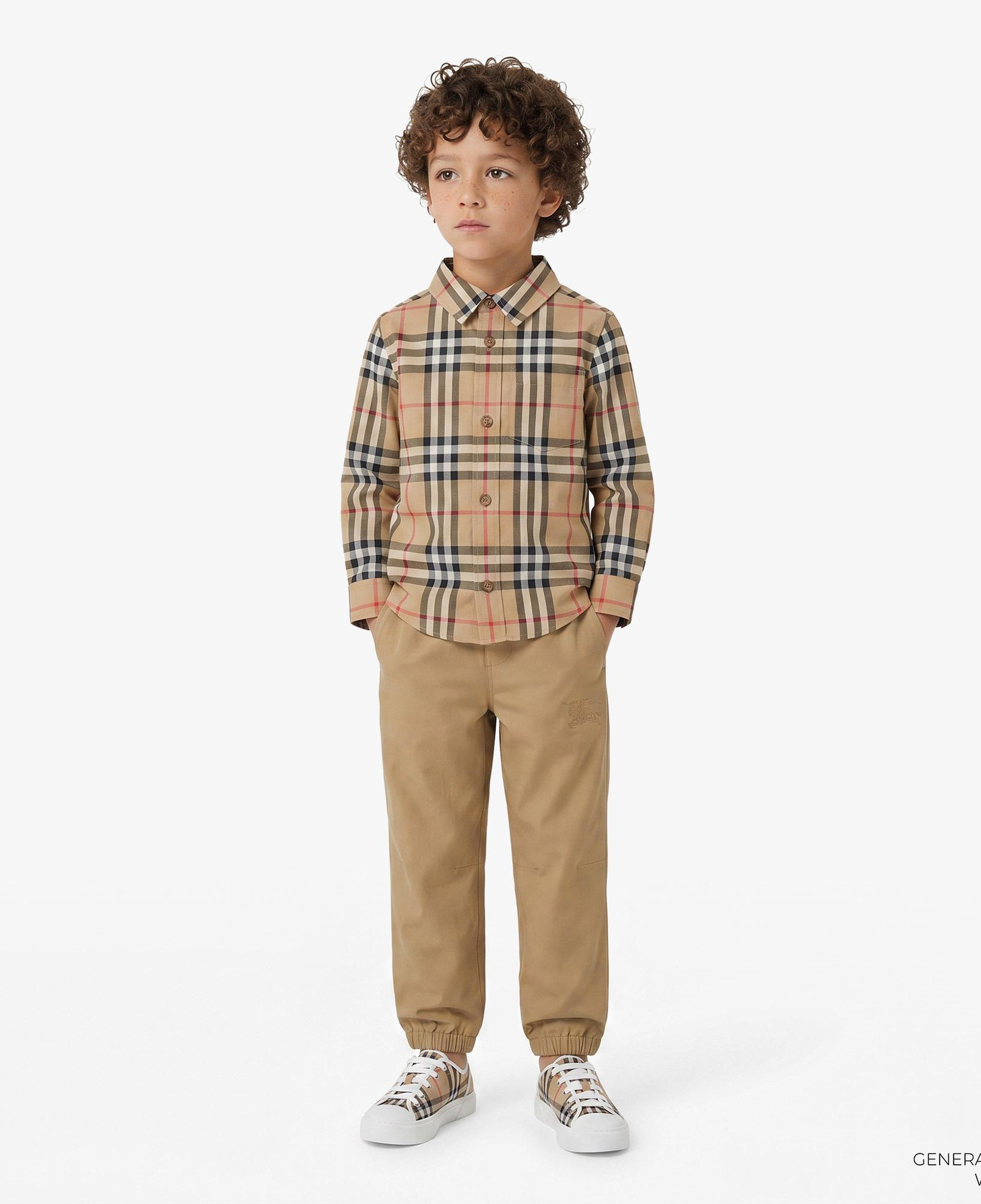 Burberry Owen Vintage Stretch Cotton Çocuk Bej Gömlek