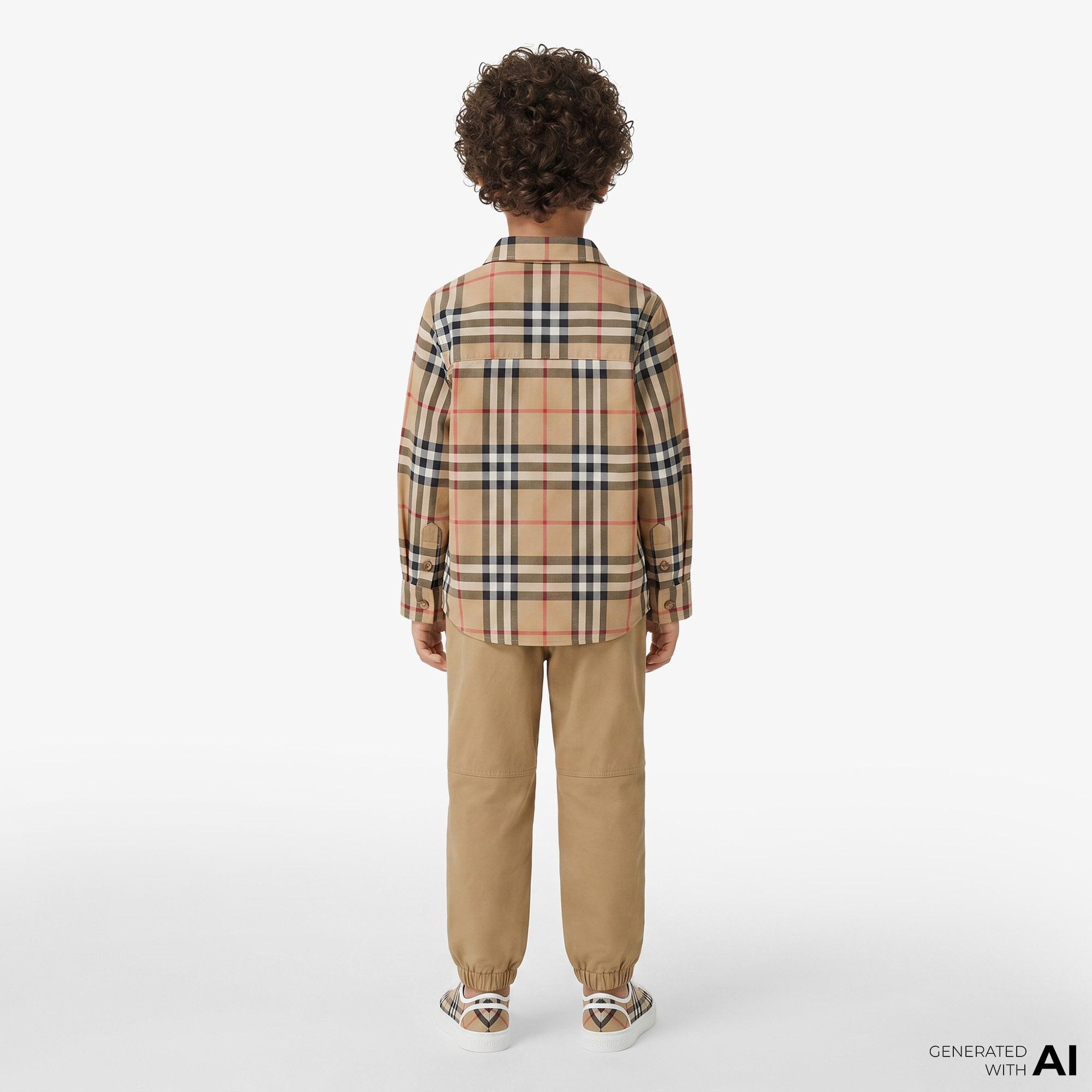 Burberry Owen Vintage Stretch Cotton Çocuk Bej Gömlek