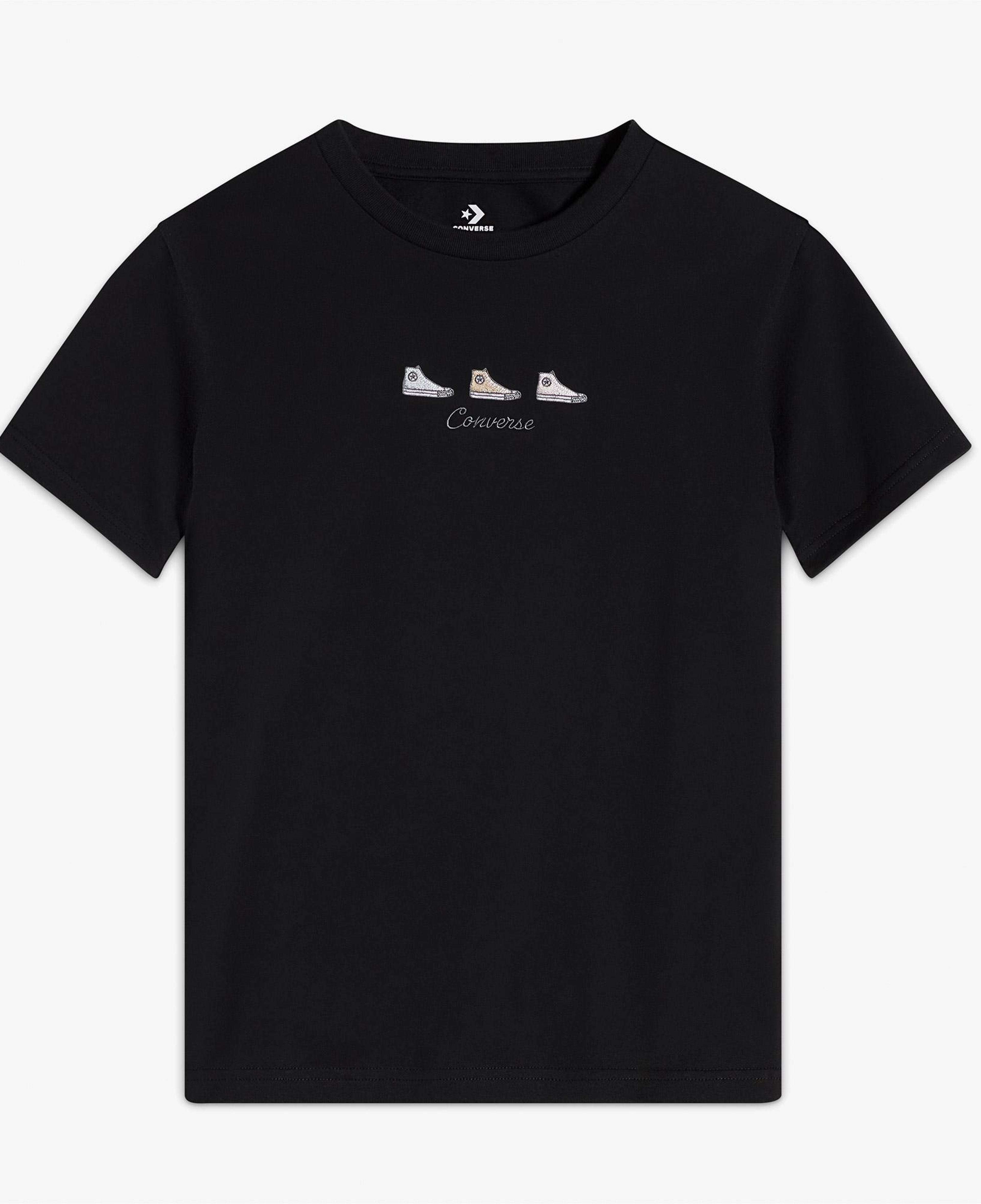 Converse High Tops Kadın Nakışlı Siyah T-Shirt