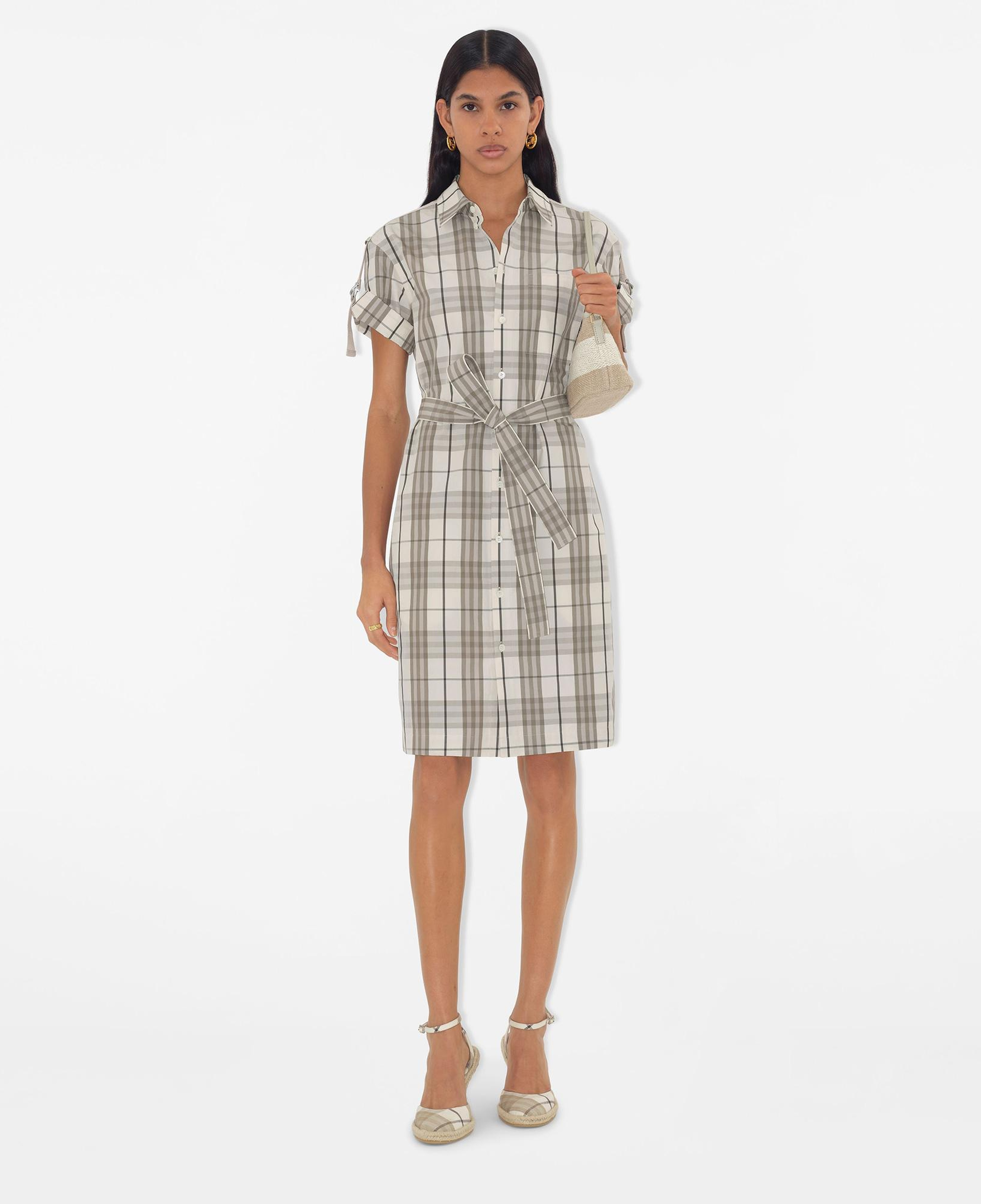 Burberry Tri Cotton Kadın Krem Elbise