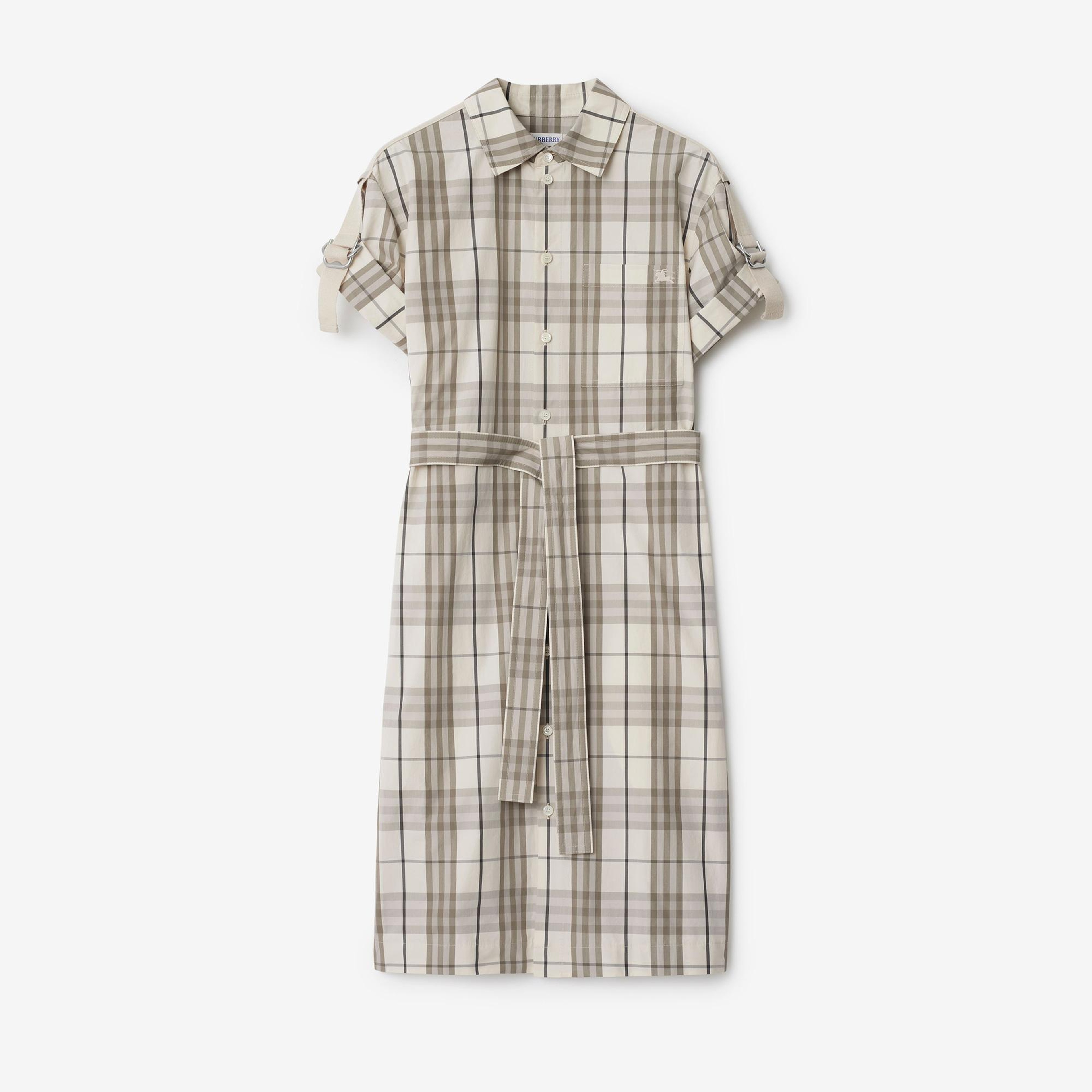 Burberry Tri Cotton Kadın Krem Elbise