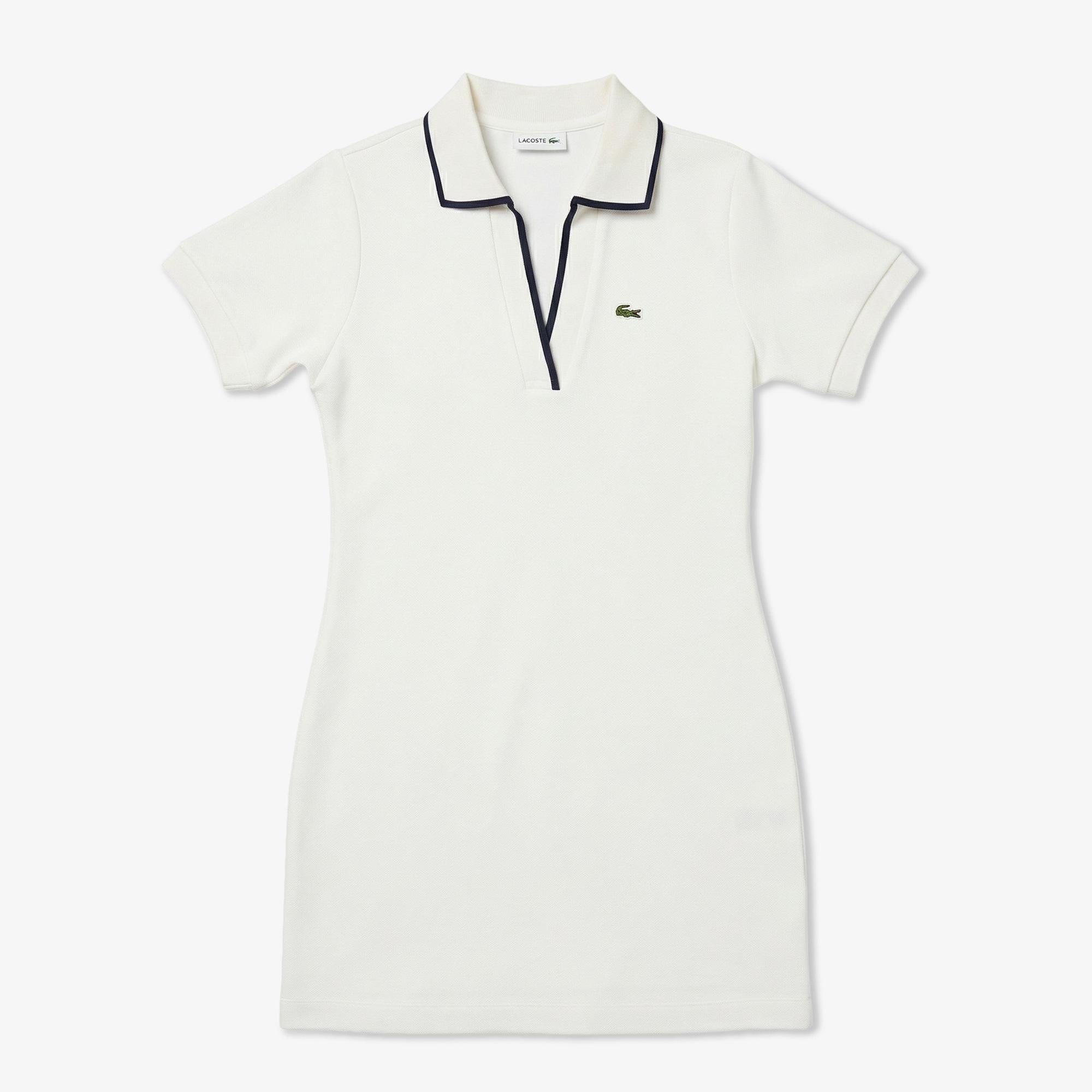 Kadın Classic Fit Kısa Kollu Polo Yaka Beyaz Elbise