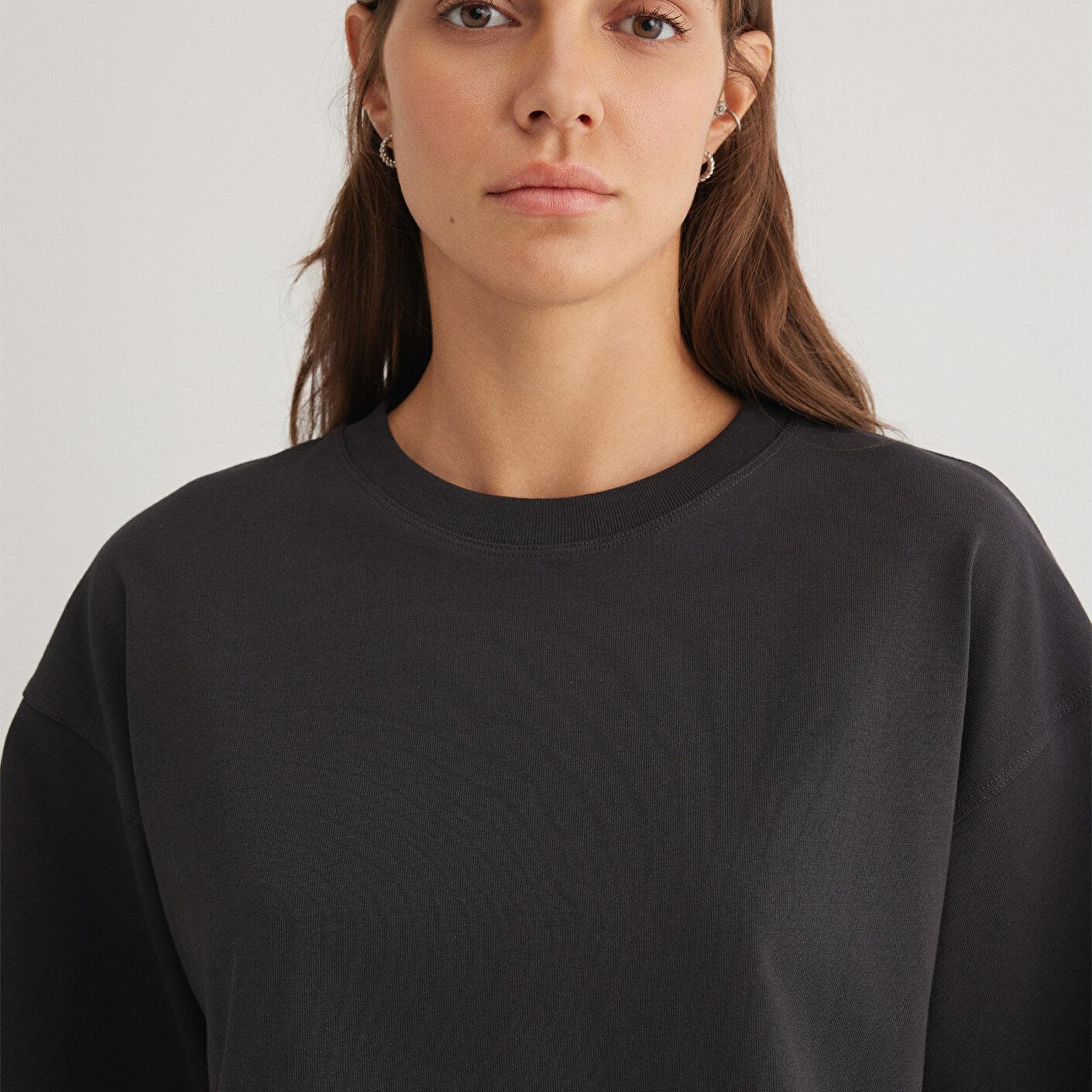 Mavi Antrasit Crop Basic Tişört Crop / Kısa Kesim 1612377-70087
