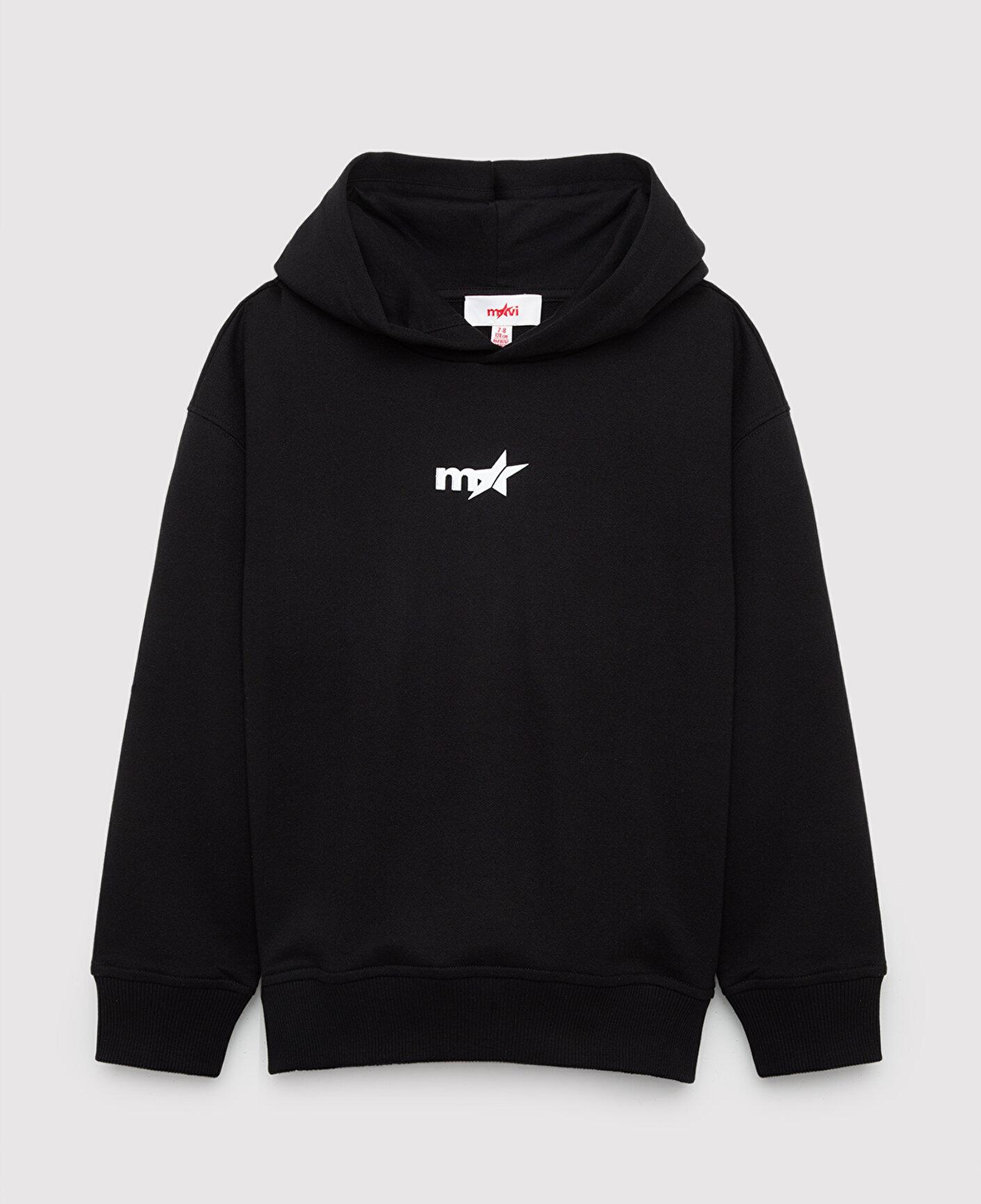 Kapüşonlu Siyah Çocuk Sweatshirt
