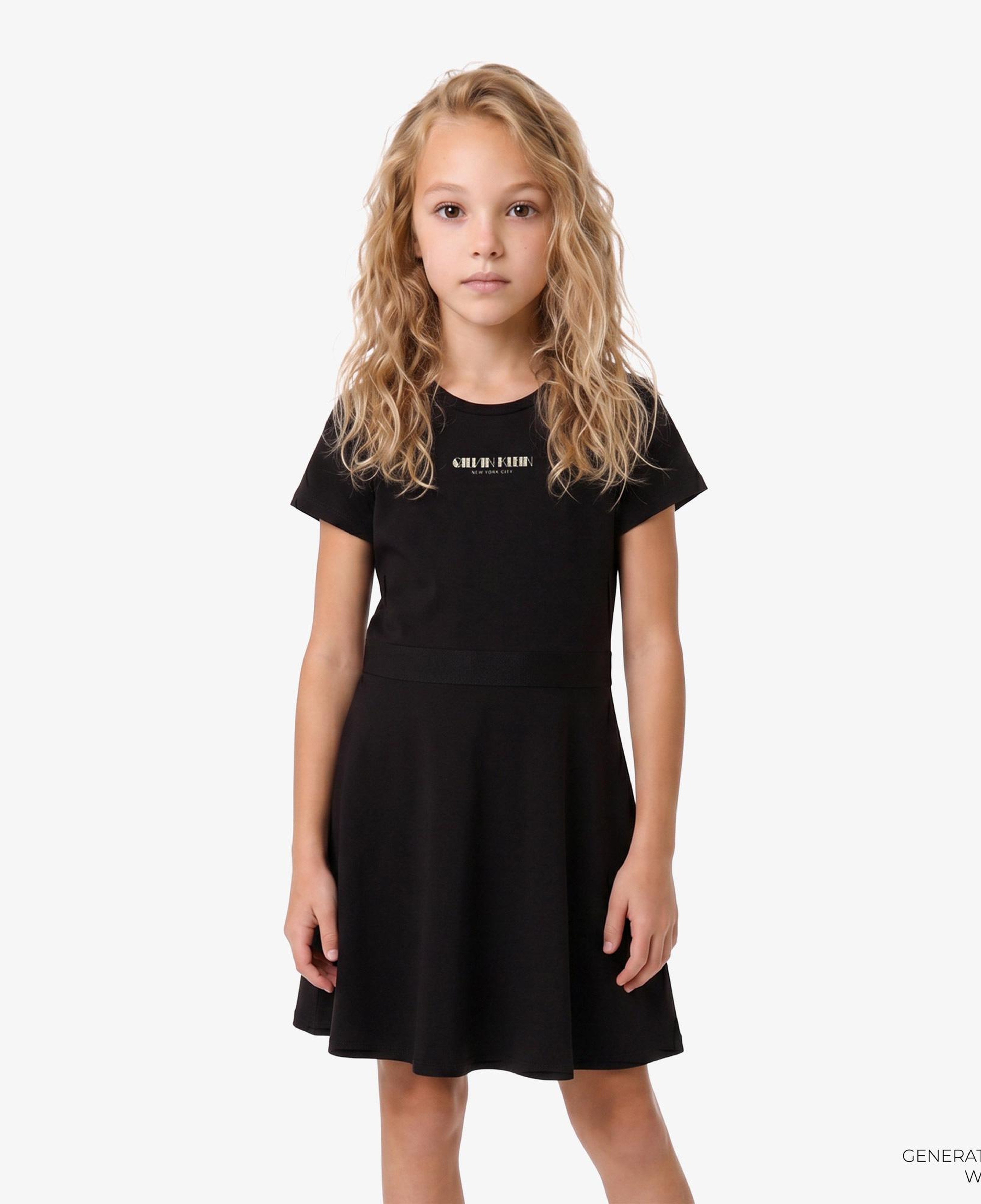 Calvin Klein Fit And Flare Punto Çocuk Siyah Elbise