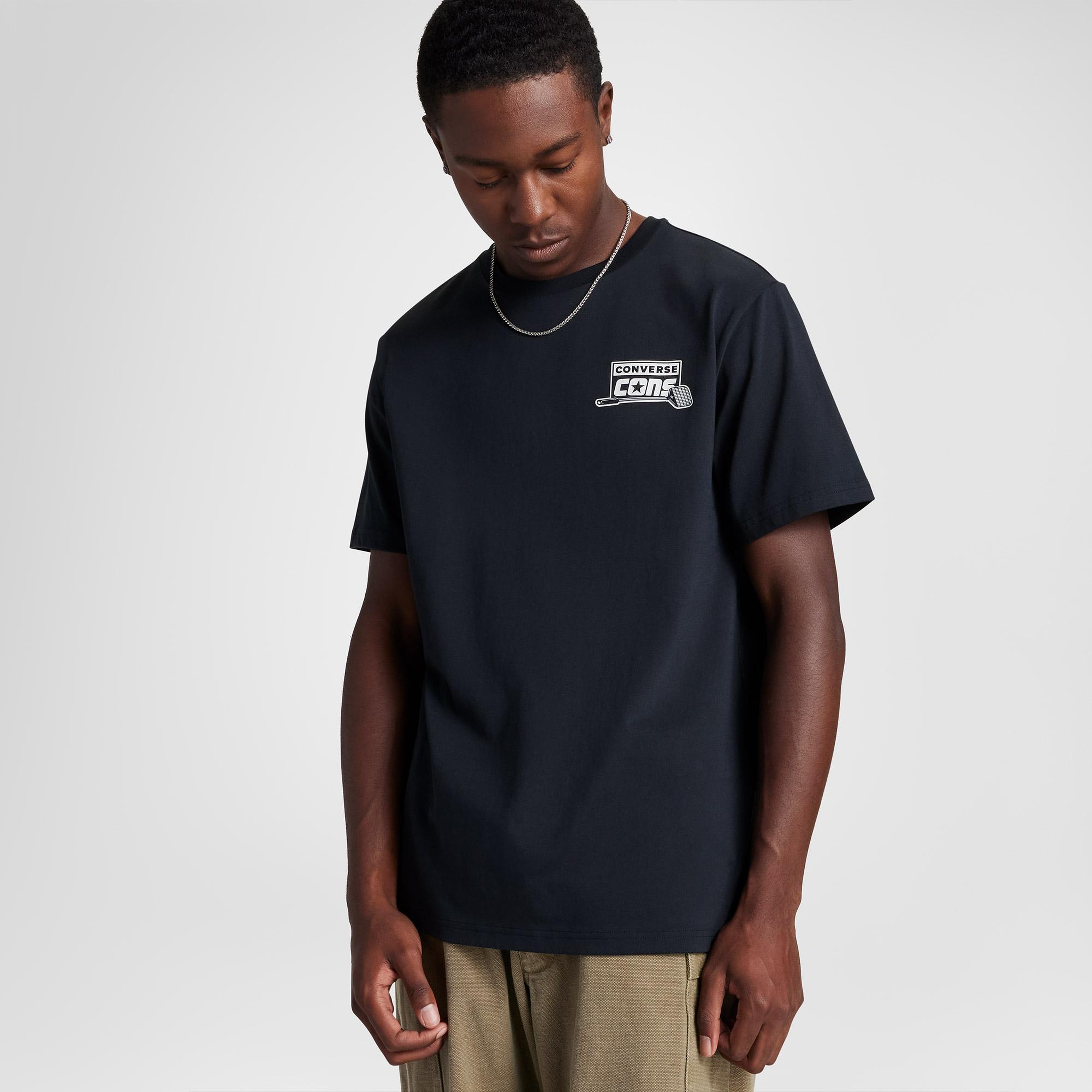 Converse Erkek Loose Fit Baskılı Siyah T-Shirt