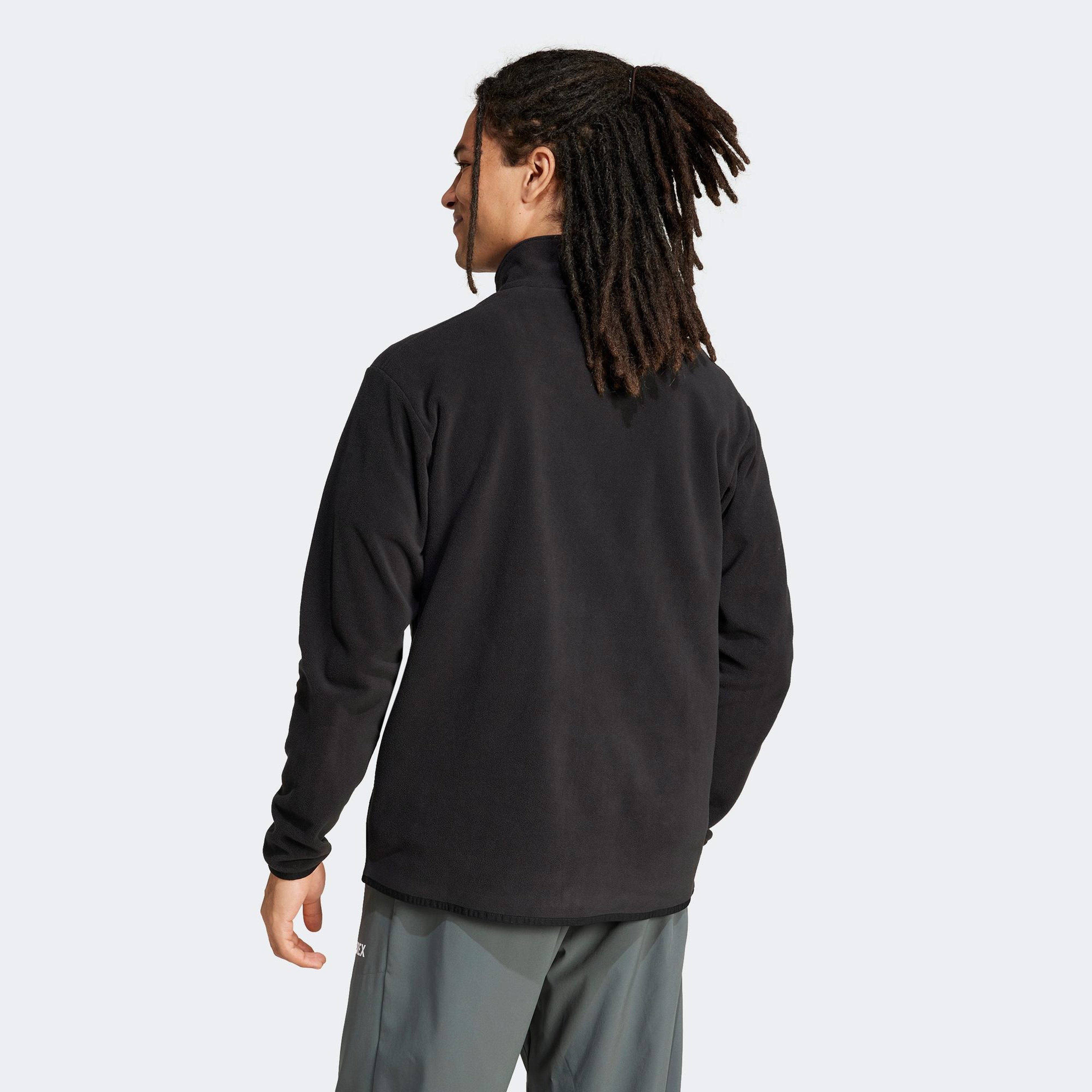 adidas Multi Essentials 1-2 Zip Fleece Erkek Siyah Yürüyüş Polar