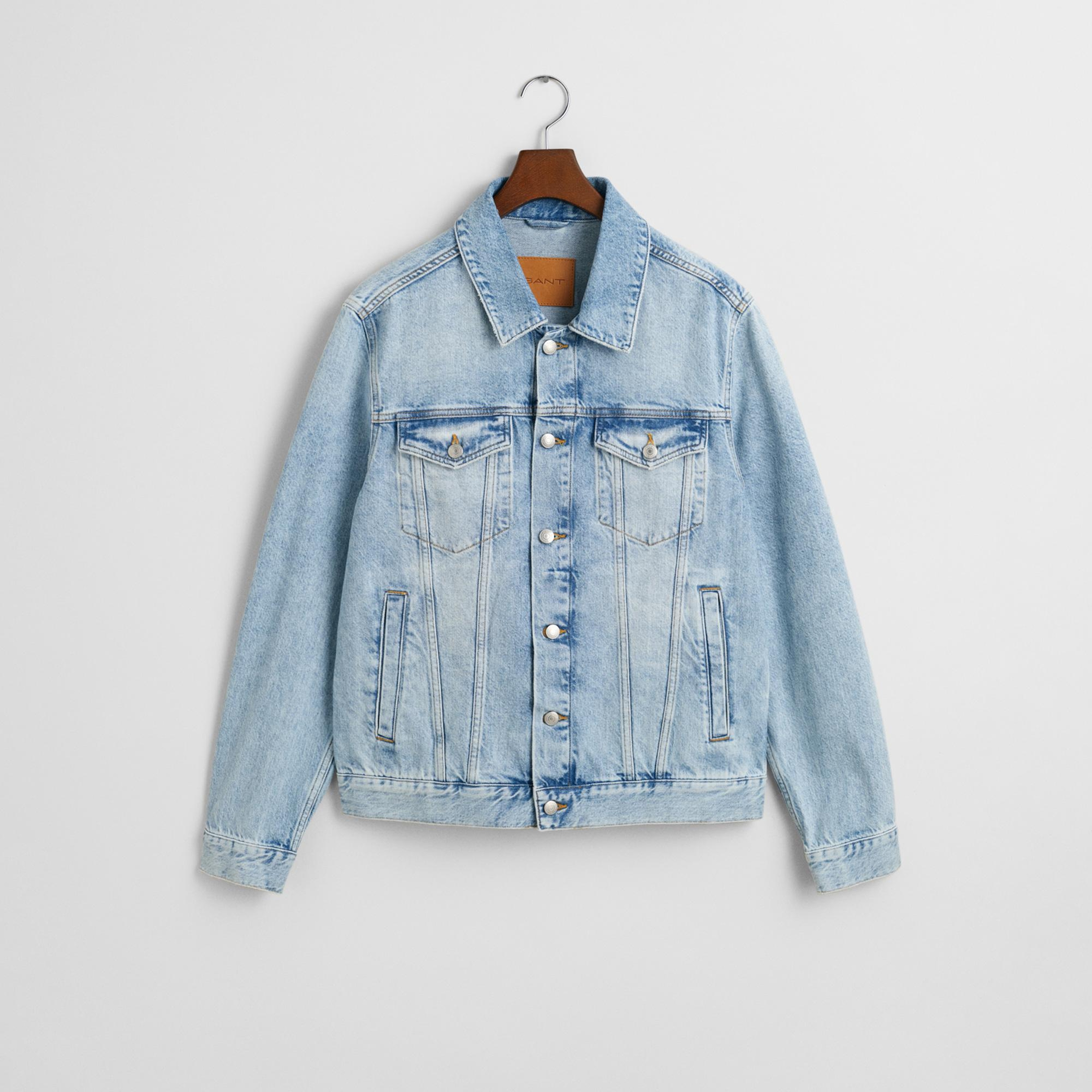 GANT Erkek Mavi Regular Fit Klasik Yaka Denim Ceket
