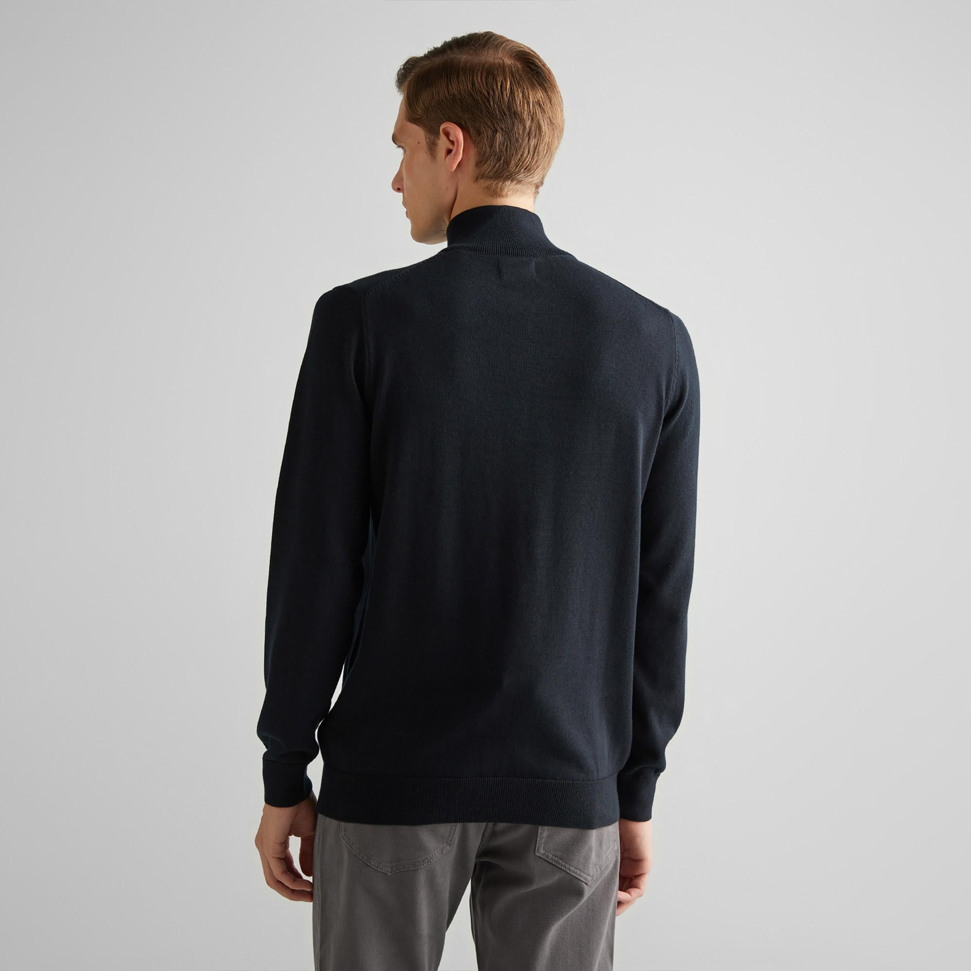 GANT Erkek Siyah Regular Fit Yarım Fermuarlı Kazak