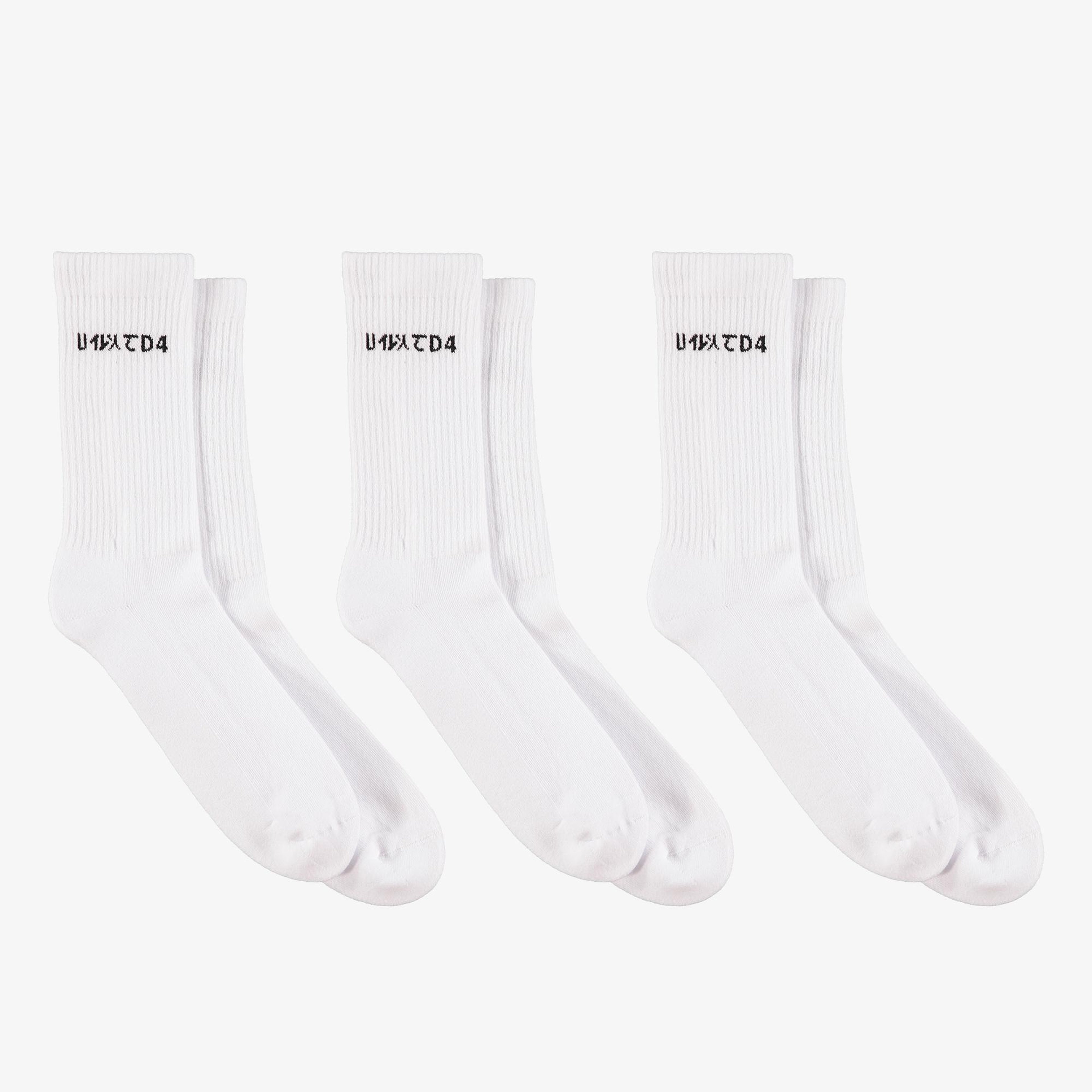 UNITED4 Classic 3'lü Beyaz Soket Çorap