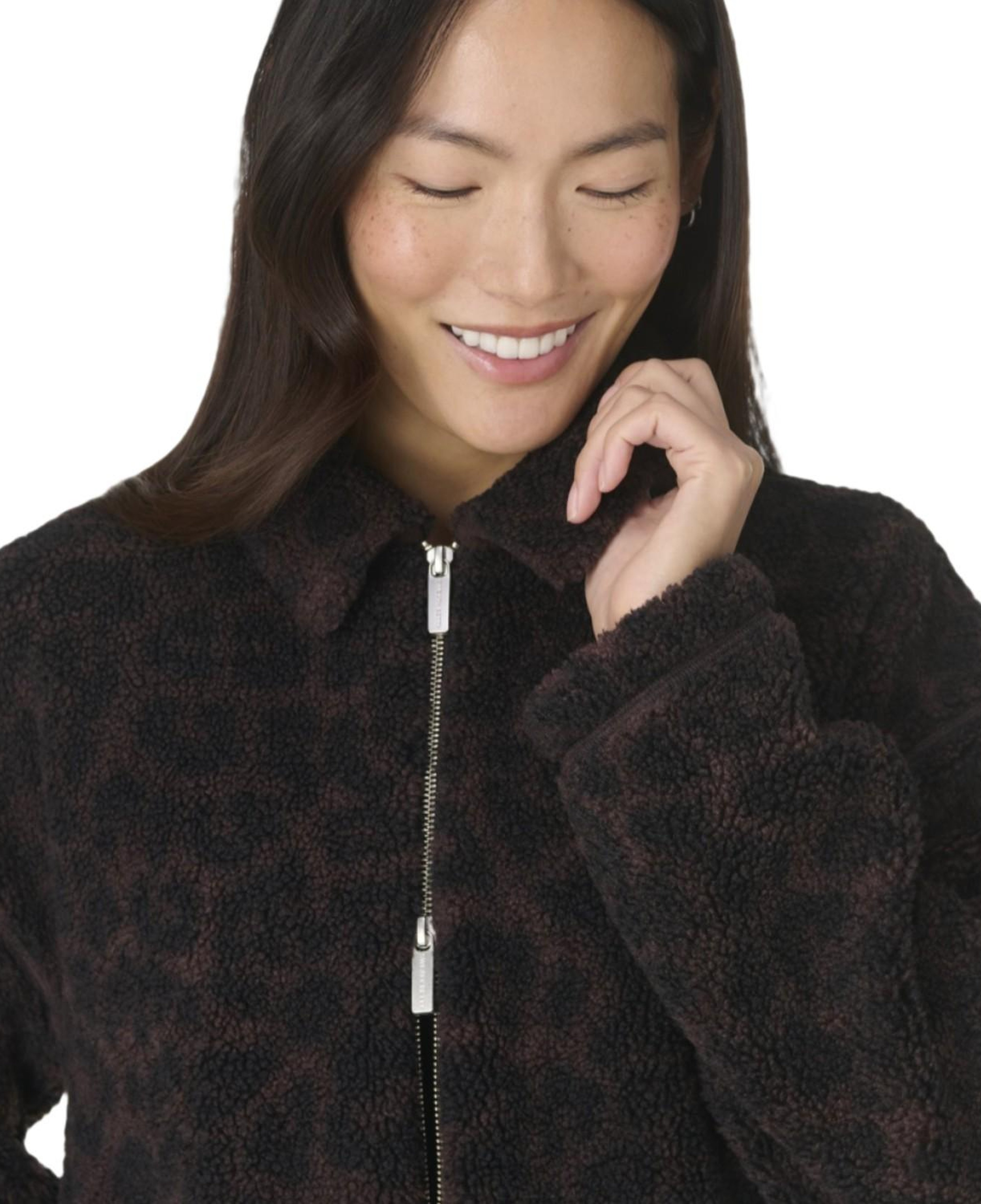 Sweaty Betty Plush Collared Fleece Kadın Kahverengi Polar