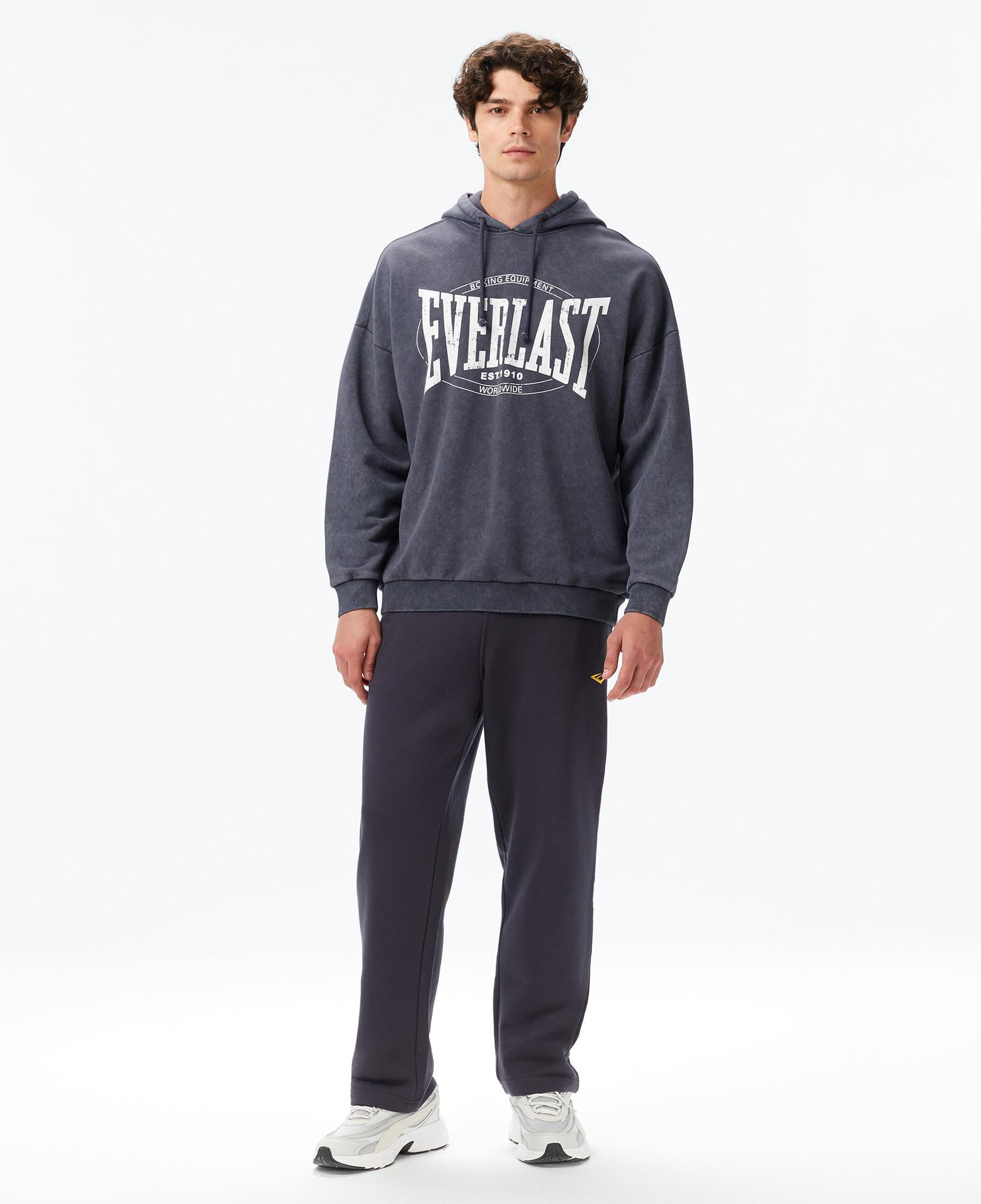 Everlast Authentic Boxing Oversize Erkek Gri Kapüşonlu Sweatshirt