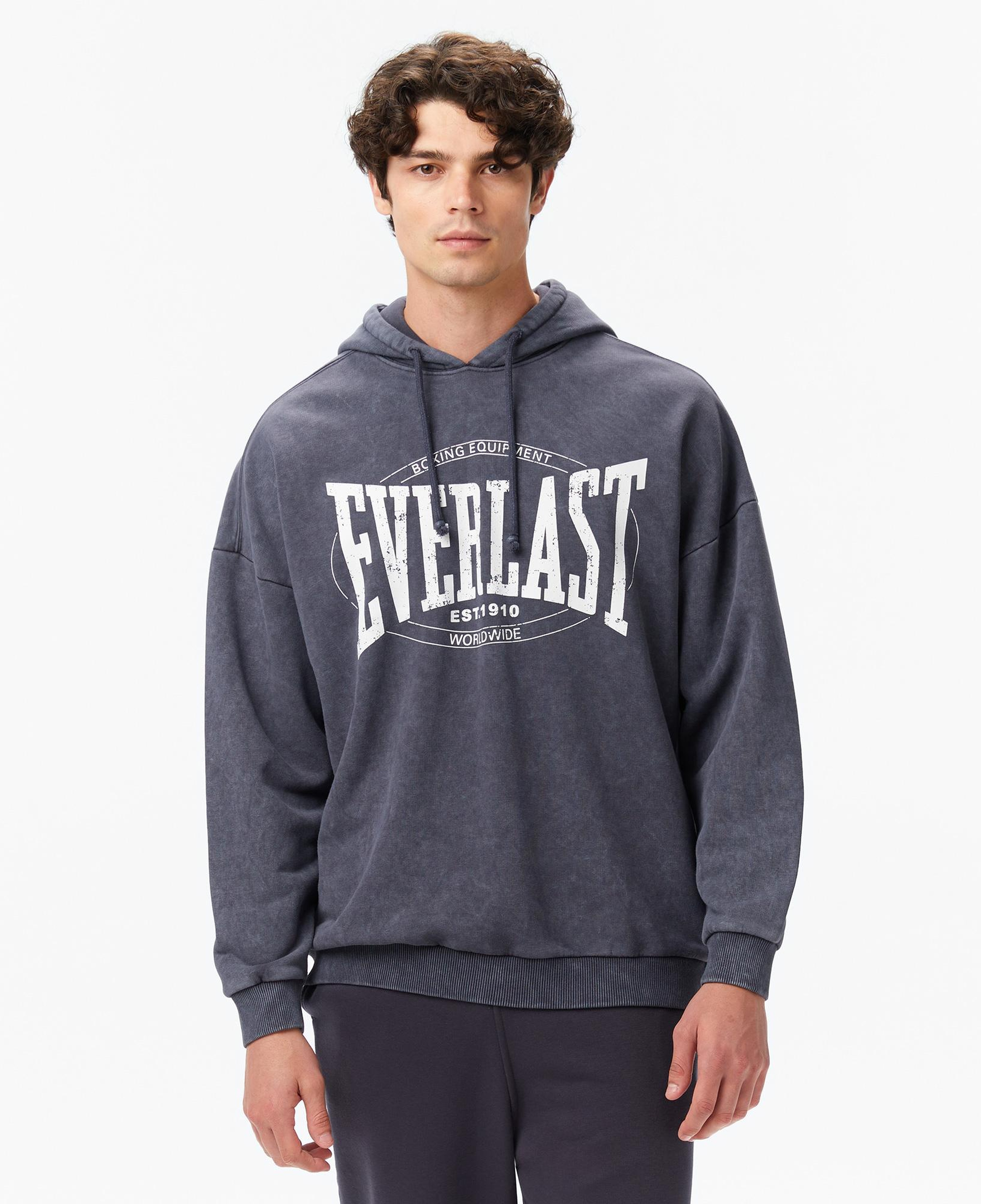 Everlast Authentic Boxing Oversize Erkek Gri Kapüşonlu Sweatshirt