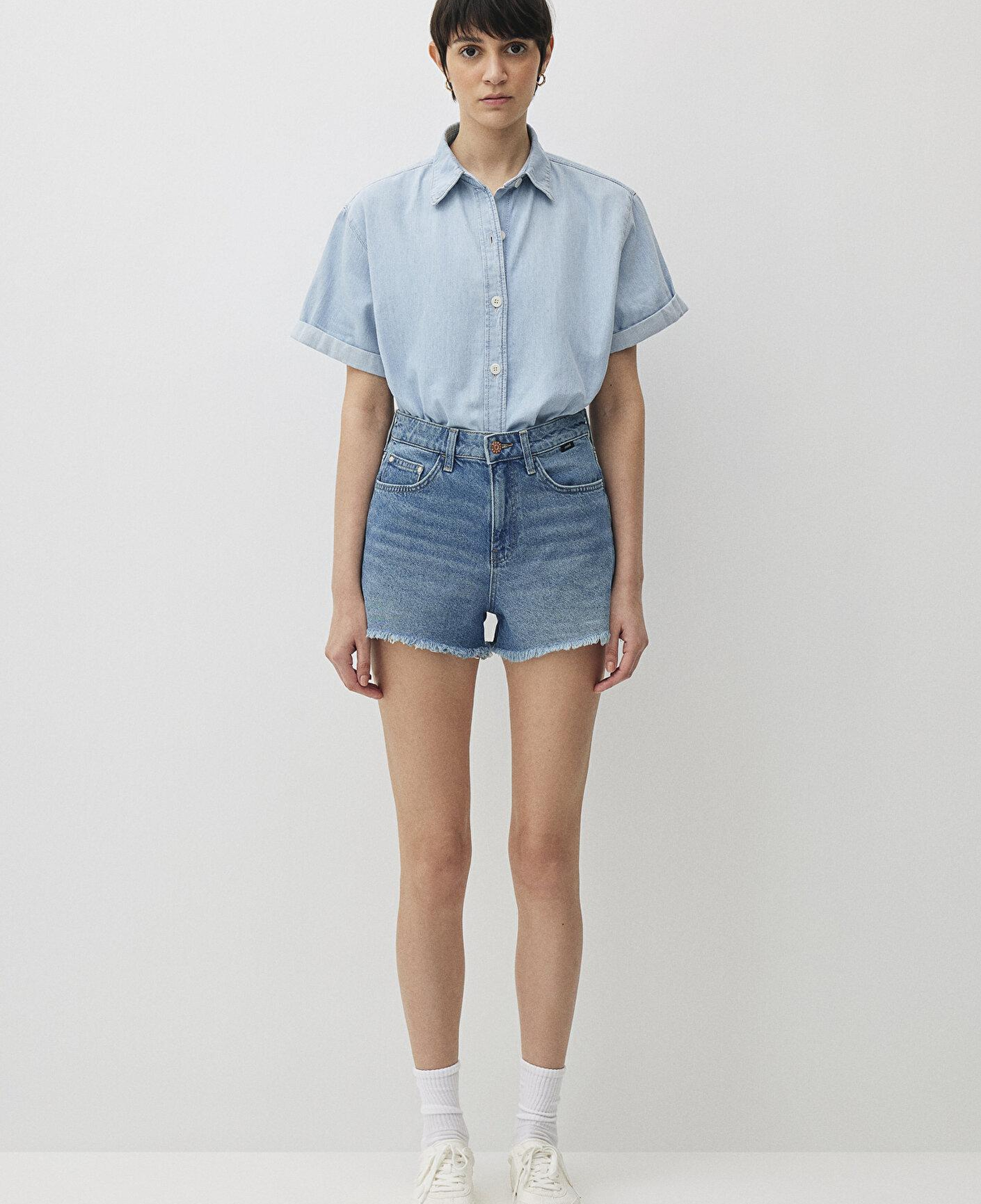Mavi Cherry 90lar Gölgeli Indigo Mavisi Jean Şort 1410022-87070