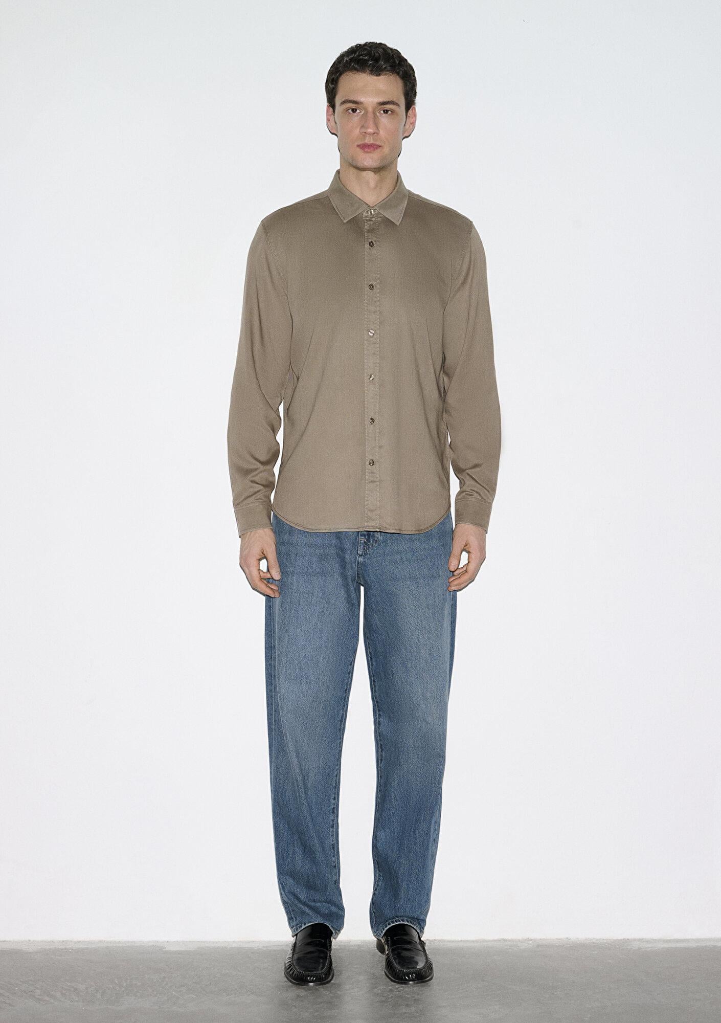 Mavi Kahverengi (TENCEL™) Gömlek Regular Fit / Normal Kesim 0210818-83866