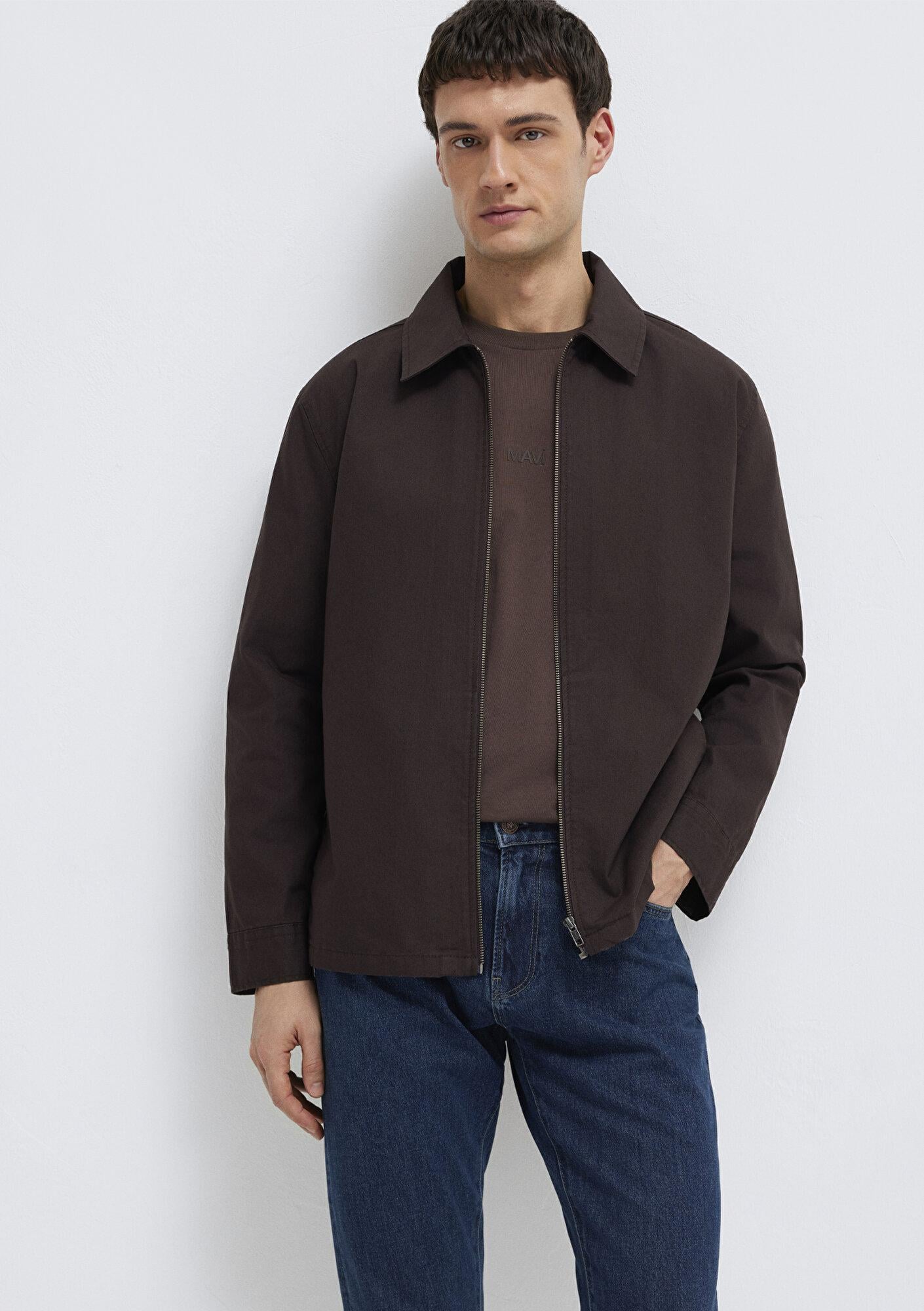 Mavi Kahverengi İnce Ceket Loose Fit / Bol Rahat Kesim 0212059-88615