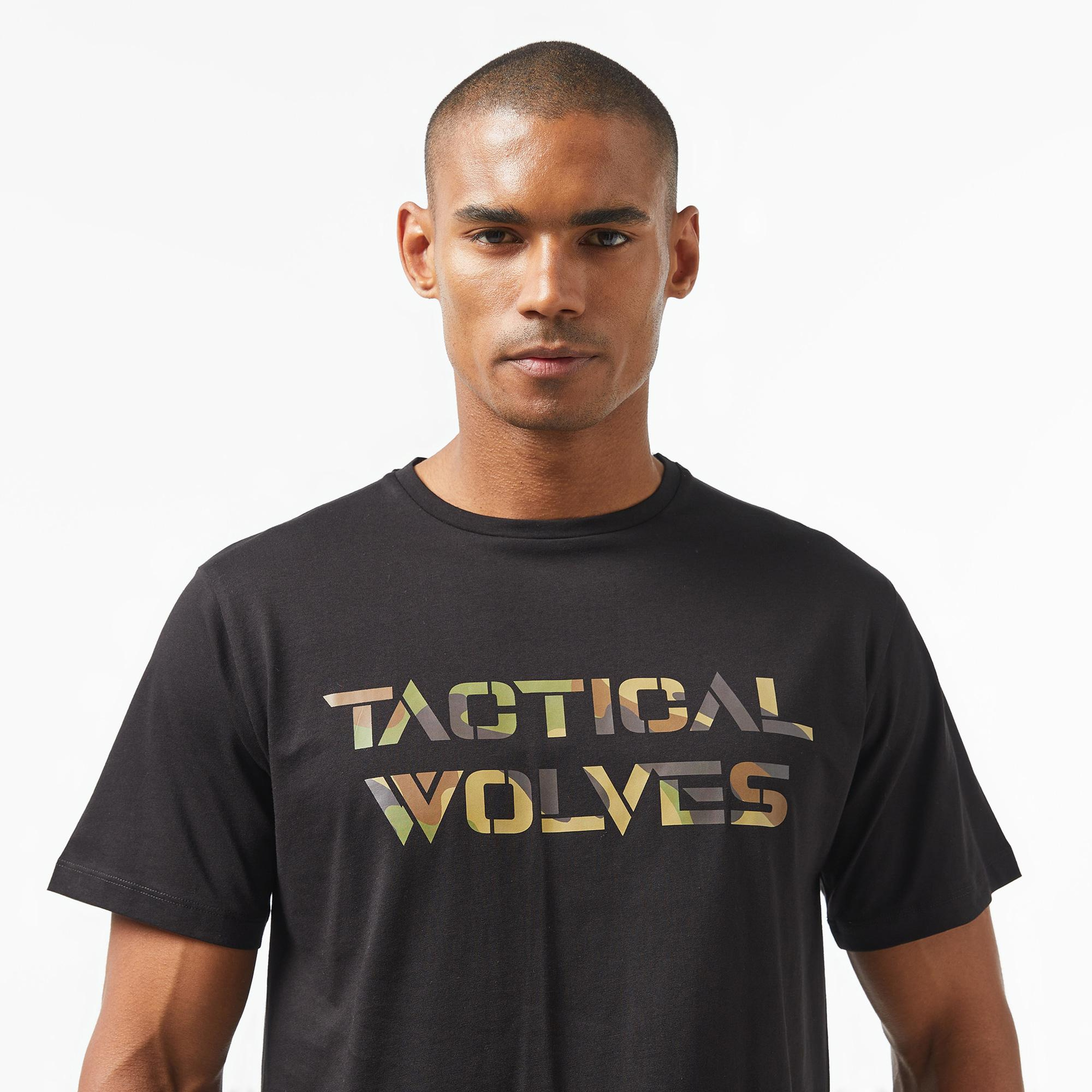 Tactical Wolves Erkek Siyah Günlük T-Shirt