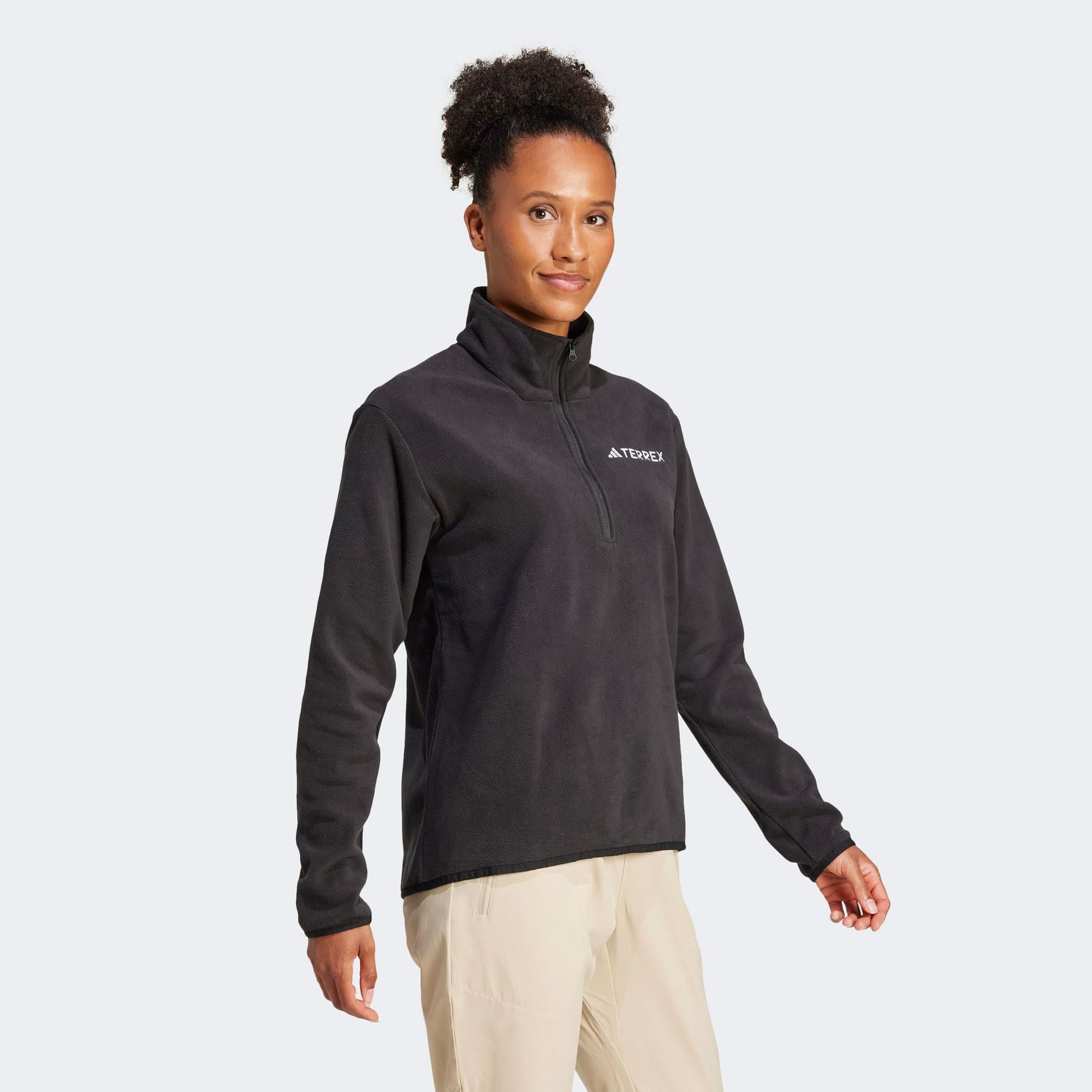 adidas Multi Essentials 1-2 Zip Fleece Kadın Siyah Yürüyüş Polar