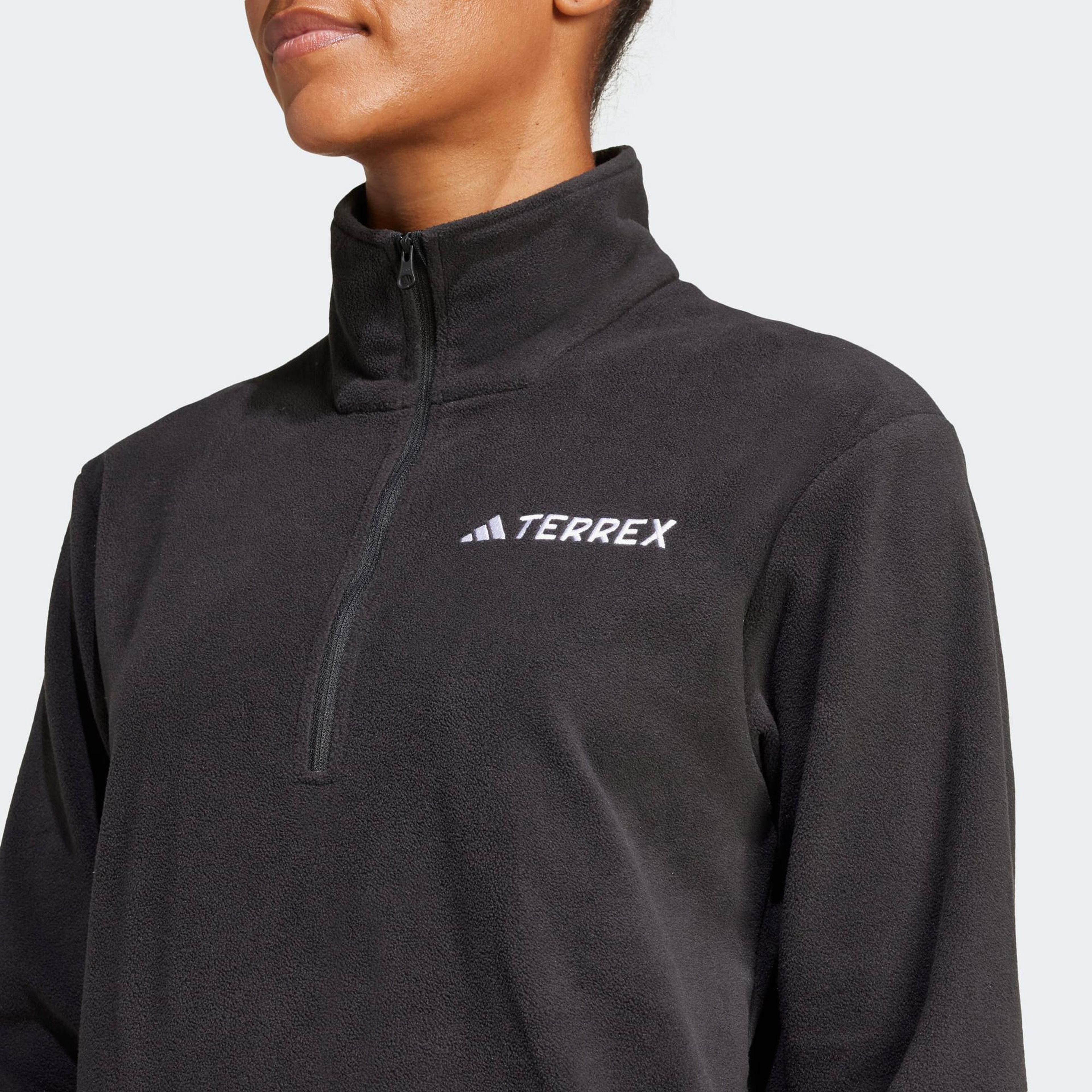 adidas Multi Essentials 1-2 Zip Fleece Kadın Siyah Yürüyüş Polar