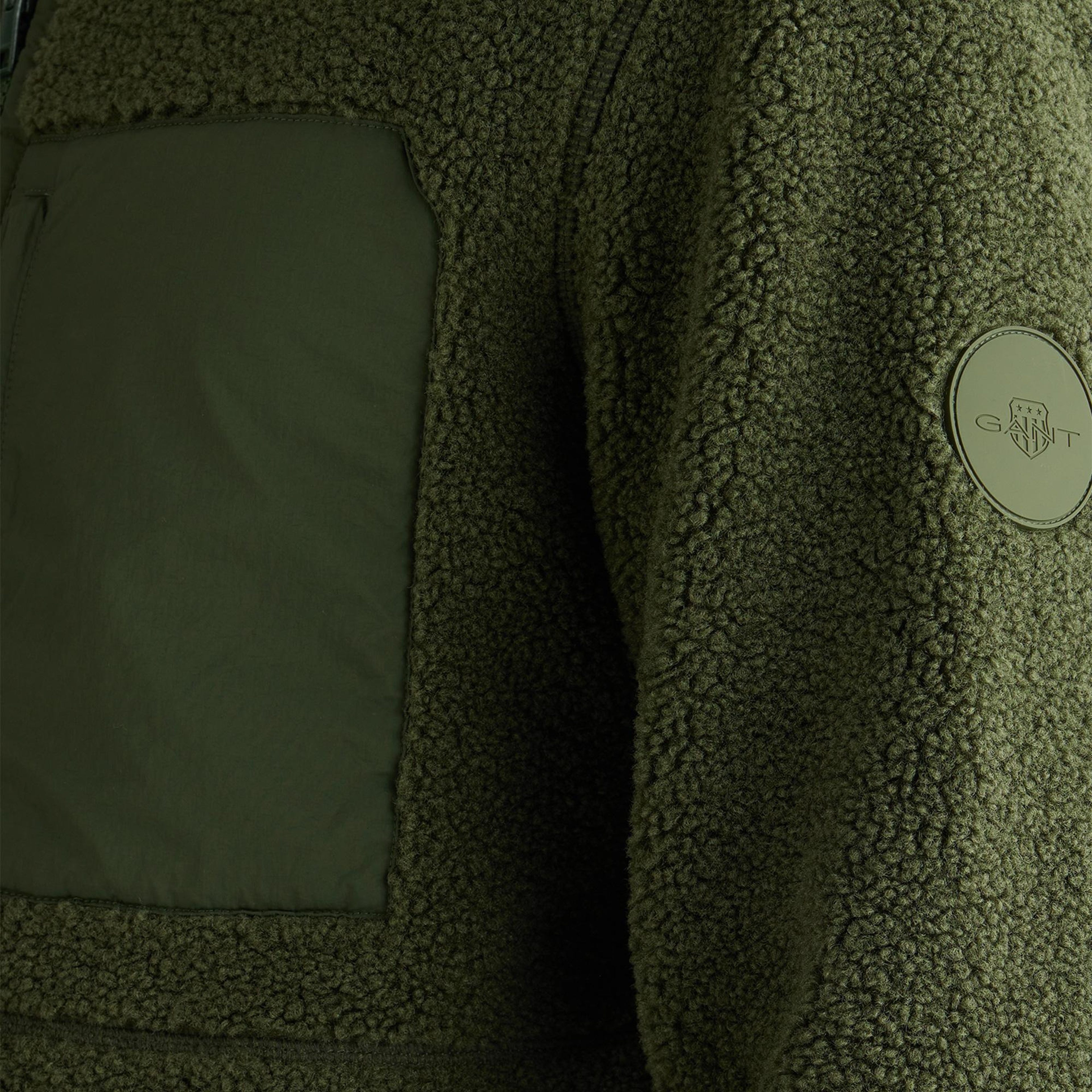 GANT Erkek Haki Fermuarlı Çift Taraflı Polar Sweatshirt