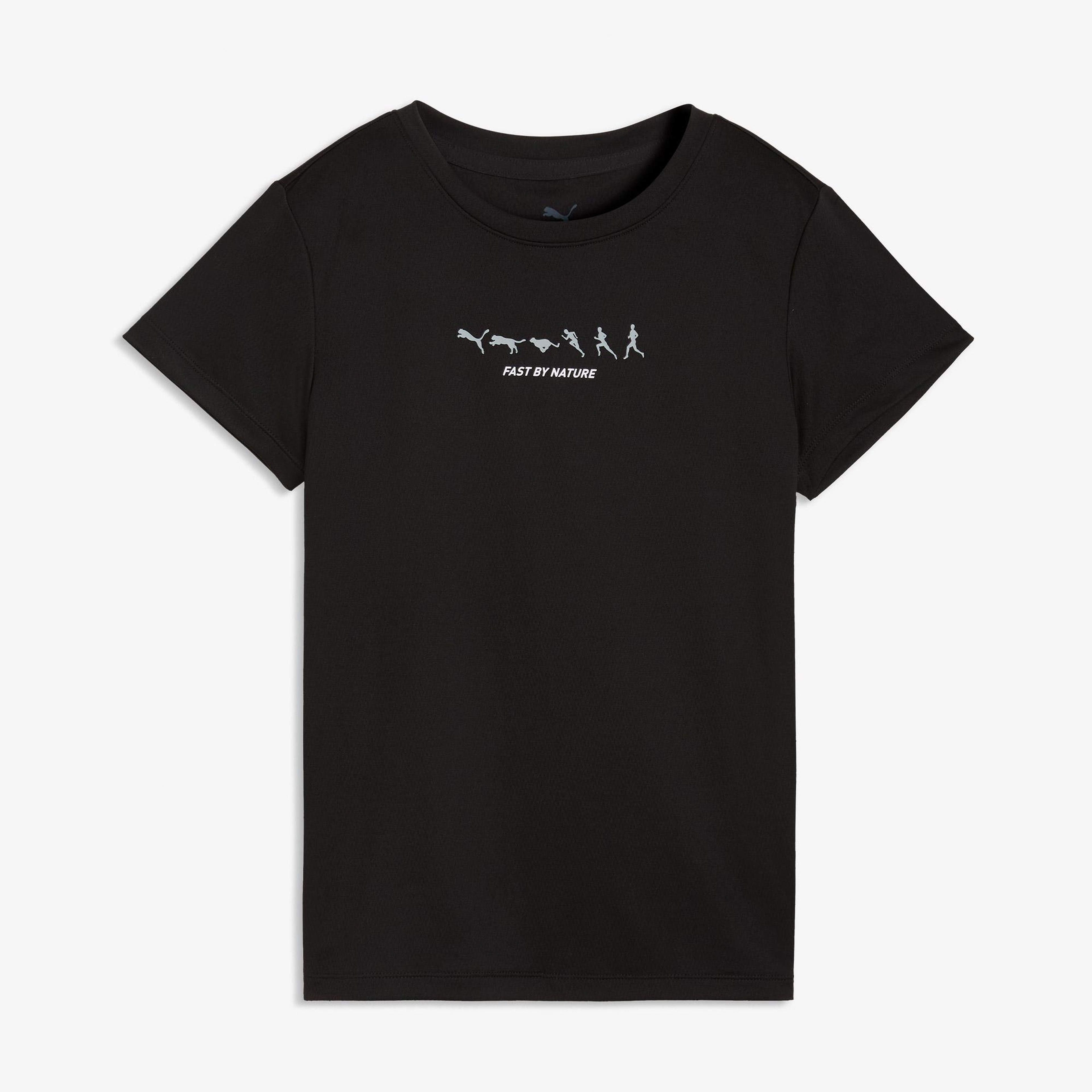 Puma Run Slogan Graphic Kadın Siyah Koşu T-Shirt