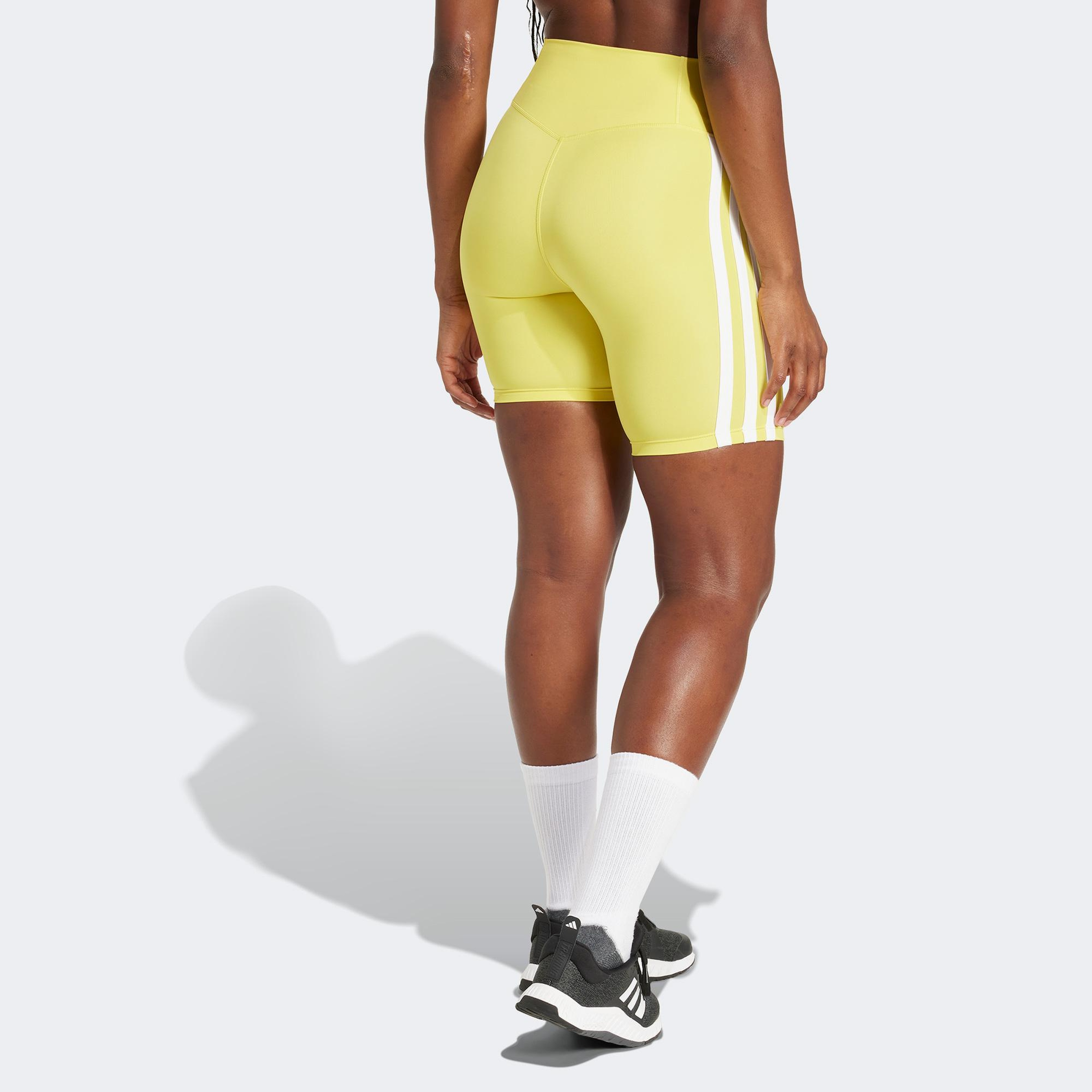 adidas Optime Essentials 3 Stripes Kadın Sarı Antrenman Tayt