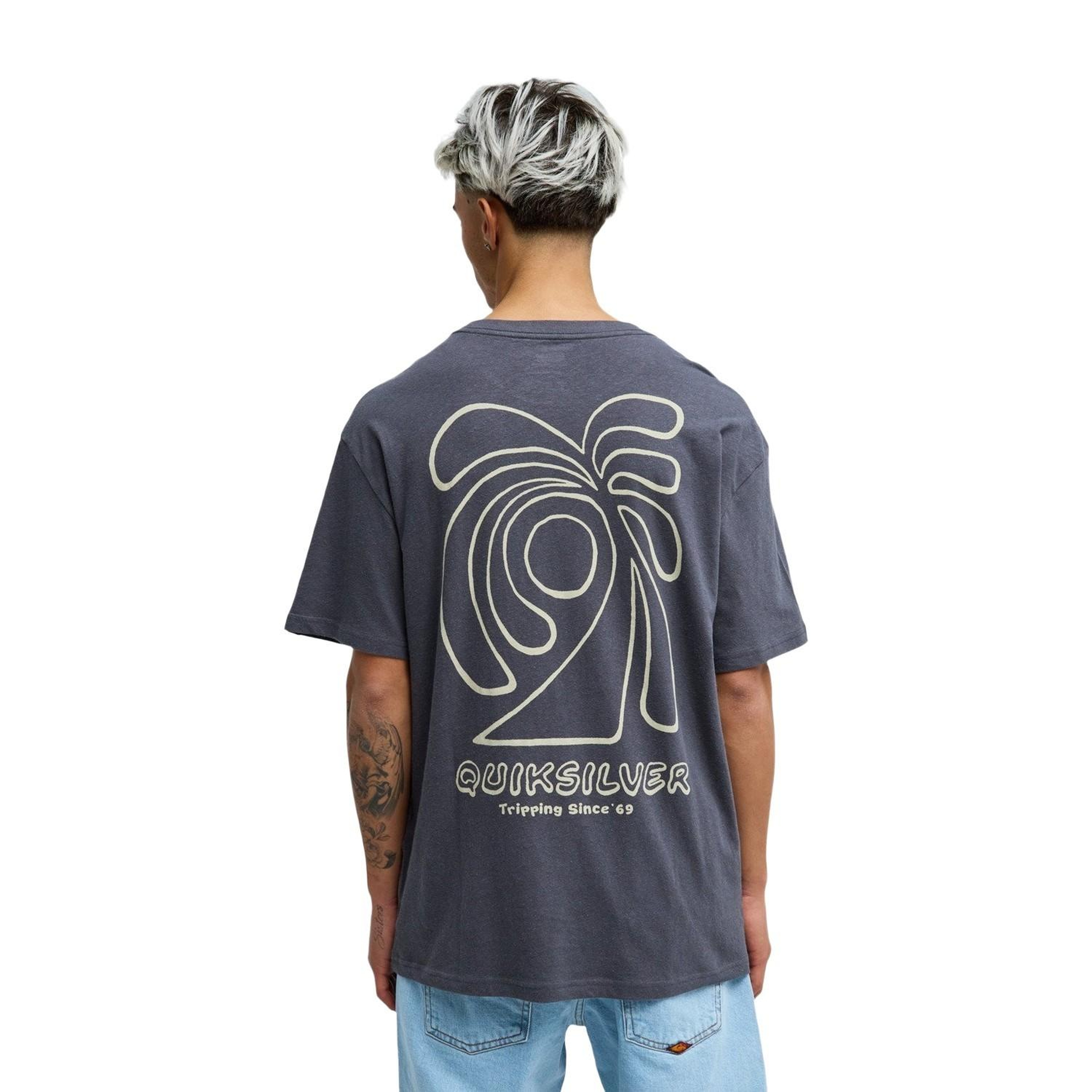 Quiksilver Curve Palm Erkek Gri Tişört