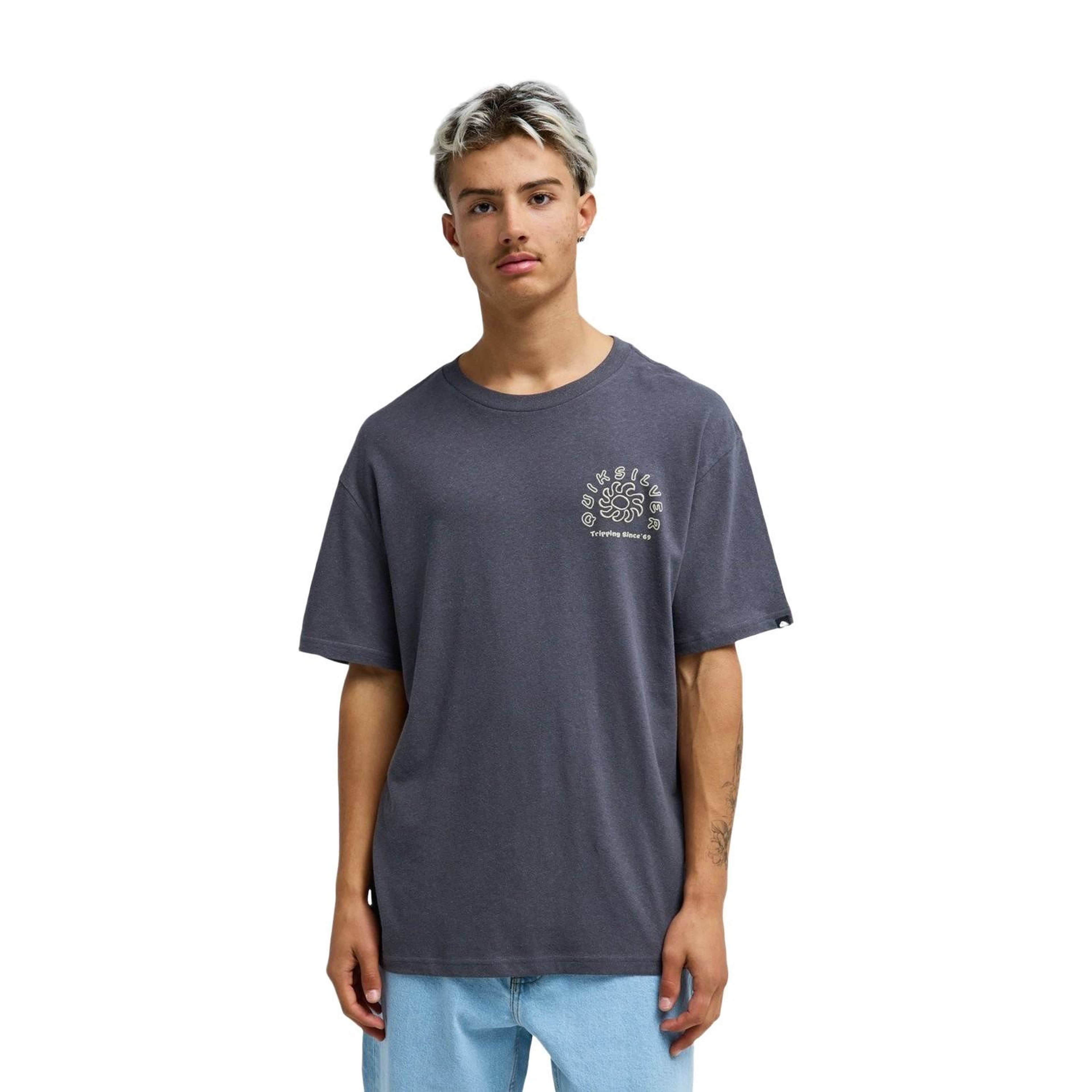 Quiksilver Curve Palm Erkek Gri Tişört
