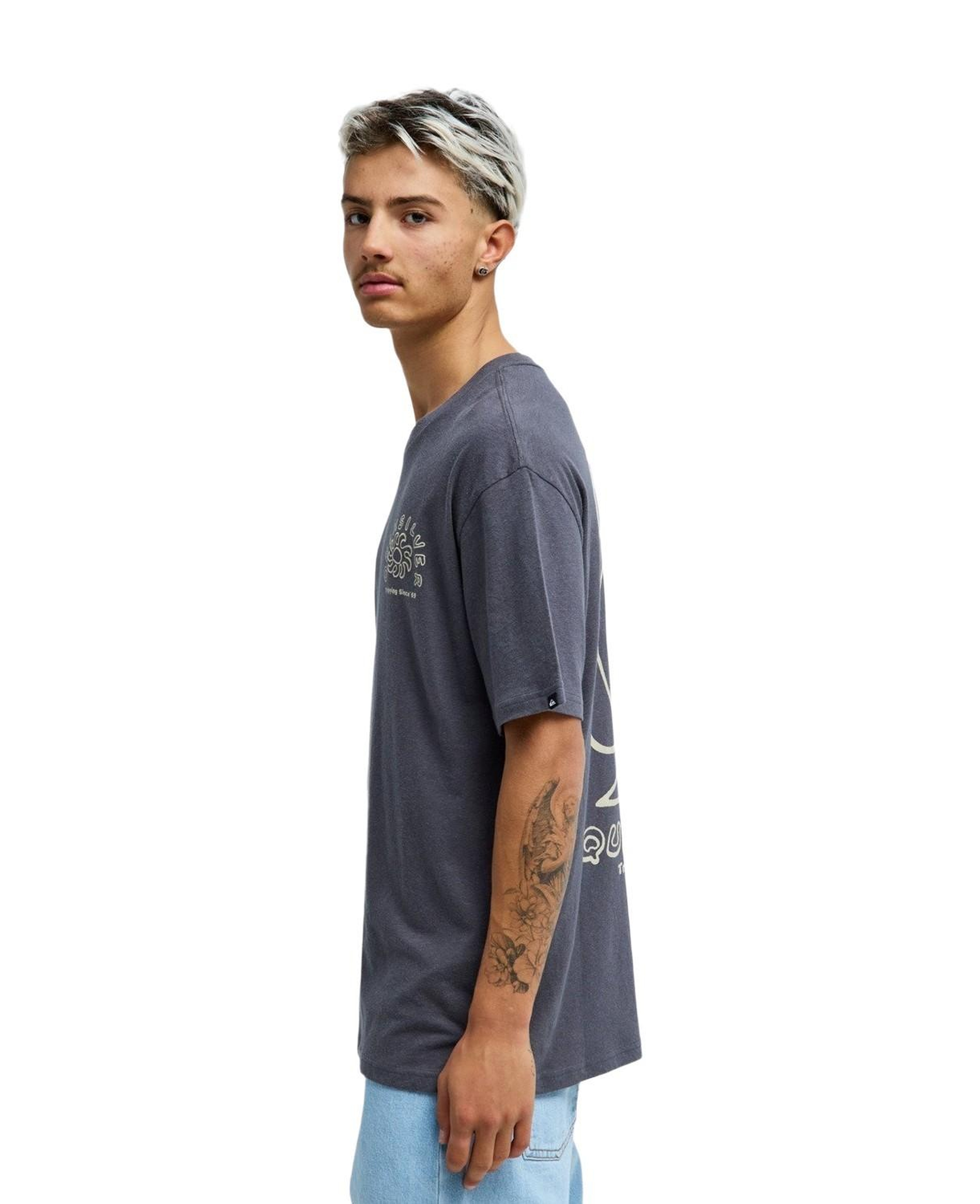 Quiksilver Curve Palm Erkek Gri Tişört
