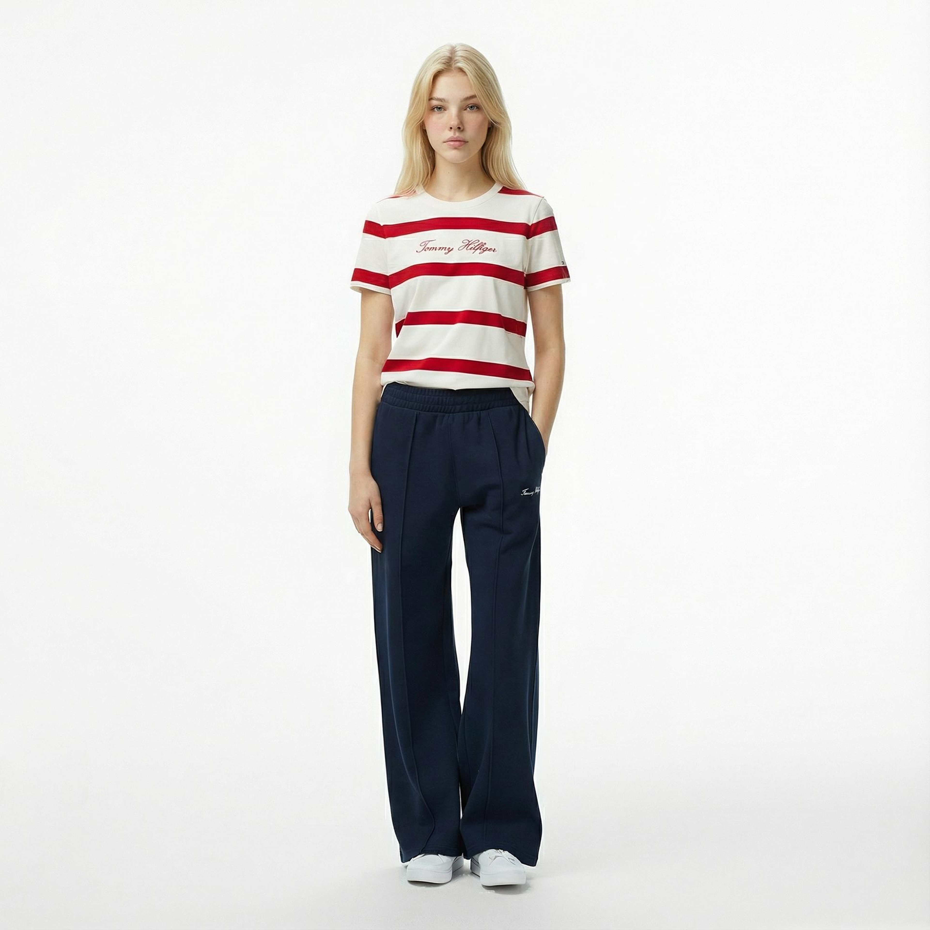 Tommy Hilfiger Script Regular Kadın Beyaz T-Shirt